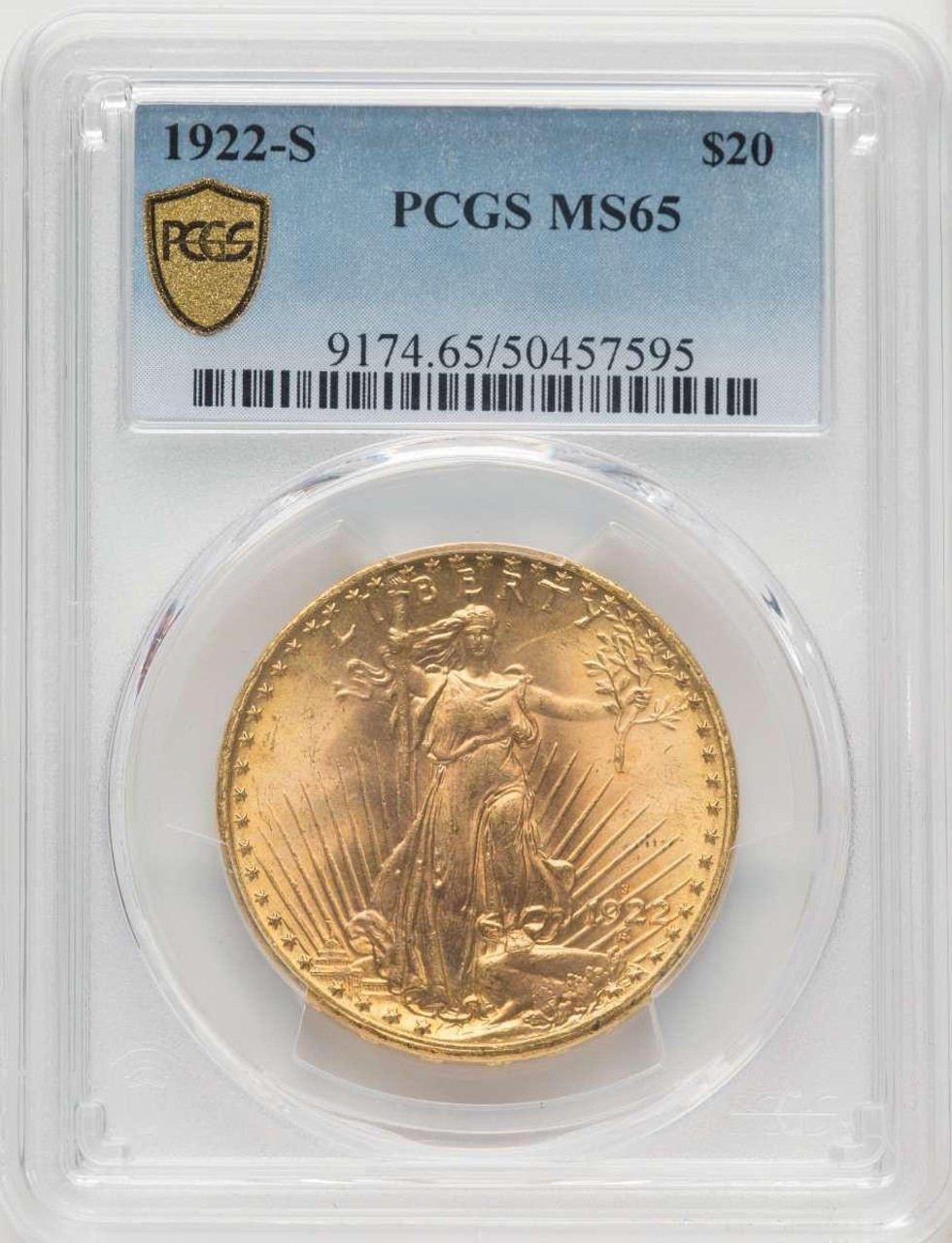 Bullionshark 1922-S $20 Saint Gaudens Double Eagle Coin PCGS MS65 - HAT771515023 
