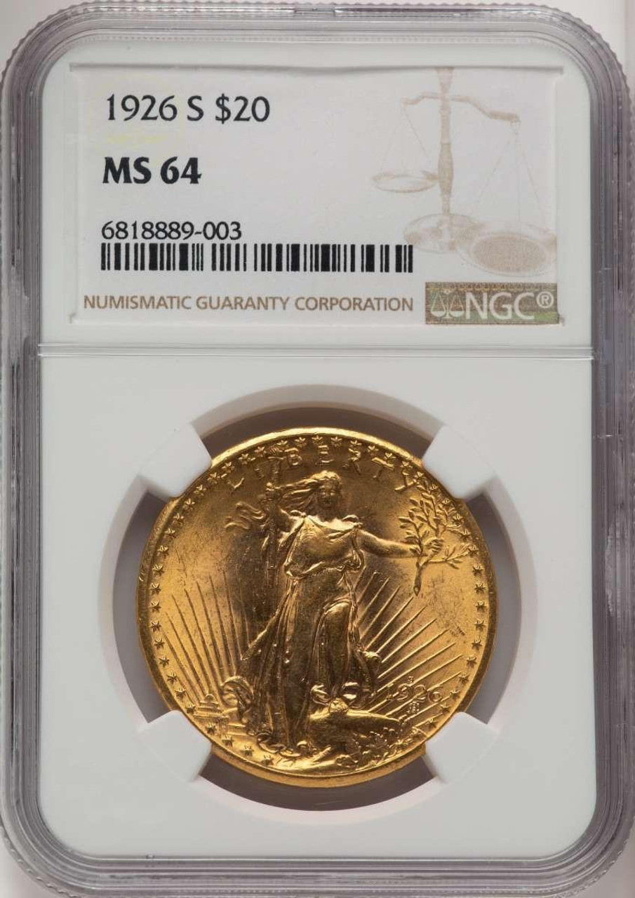 Bullionshark 1926-S $20 Saint Gaudens Double Eagle Coin NGC MS64 - HAT520429028 
