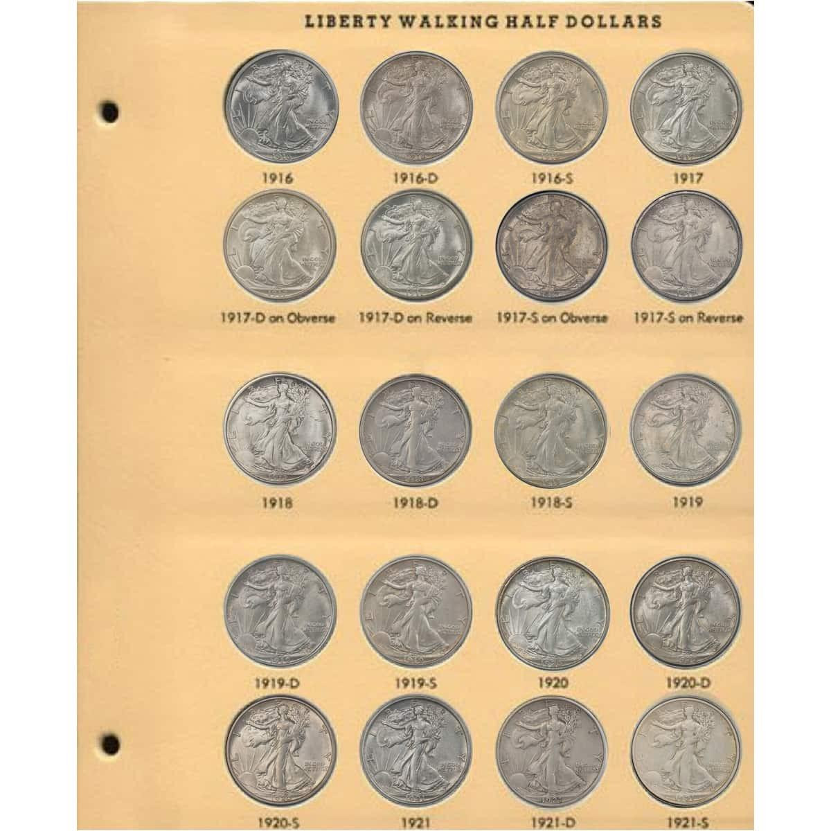 Complete Walking Liberty Half Dollar Set in Dansco Album (Circulated)