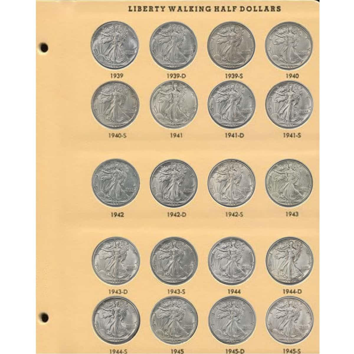 Complete Walking Liberty Half Dollar Set in Dansco Album (Circulated)