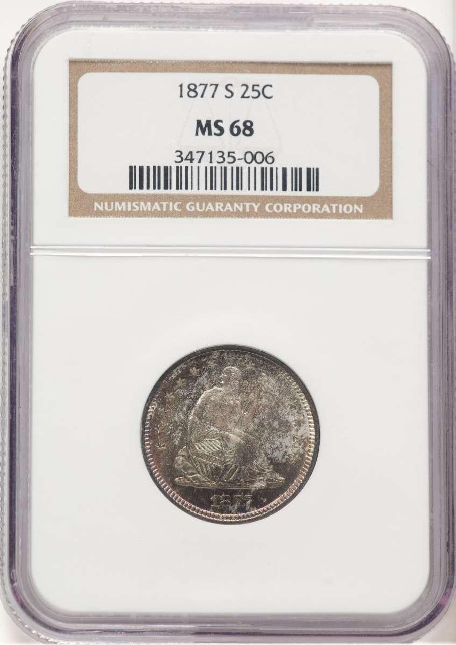 Bullionshark 1877-S 25C Seated Quarter Coin NGC MS68 - HAT777873011 