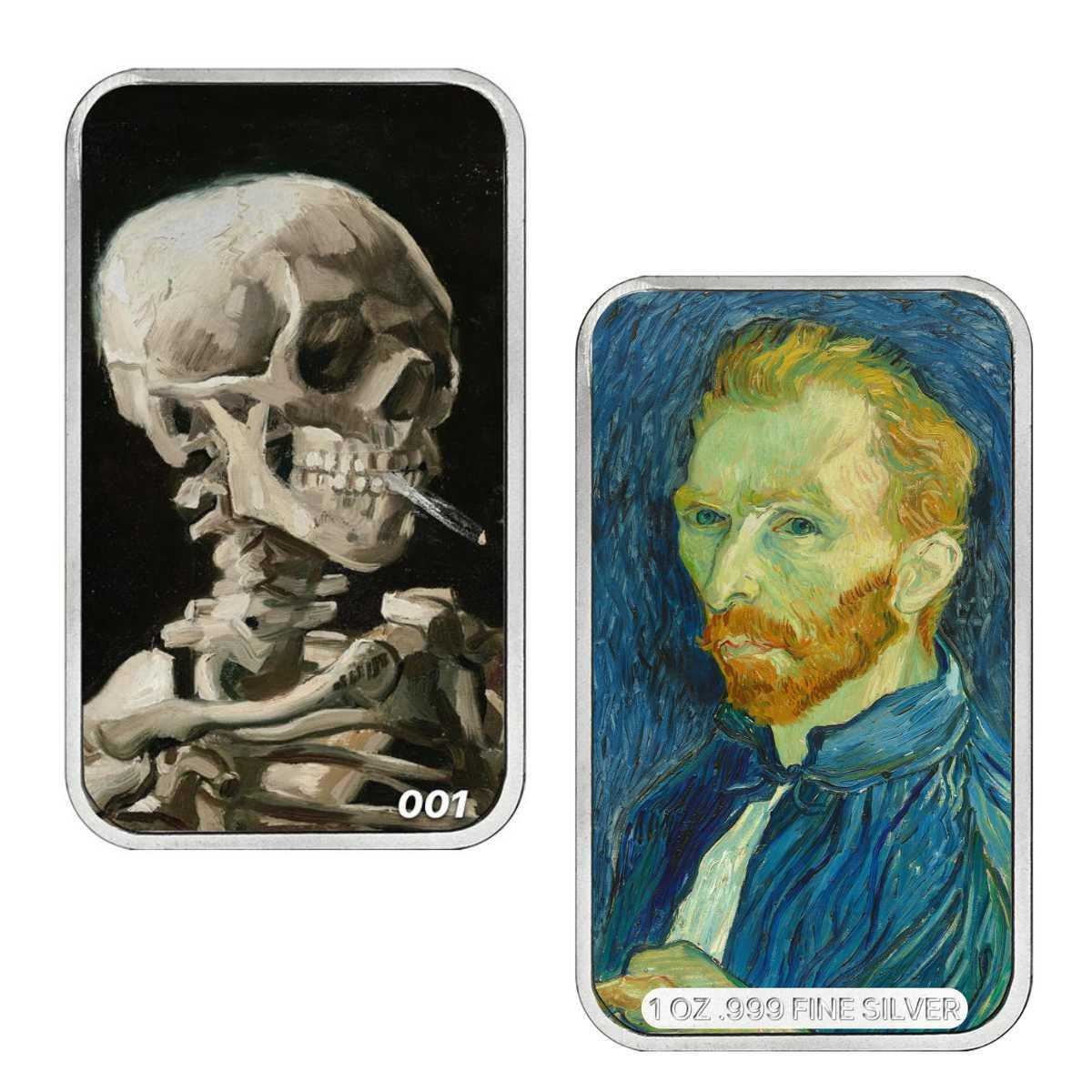  2025 1 oz Silver Bar “Head of a Skeleton with a Burning Cigarette” - Fine Arts Series 1/199 