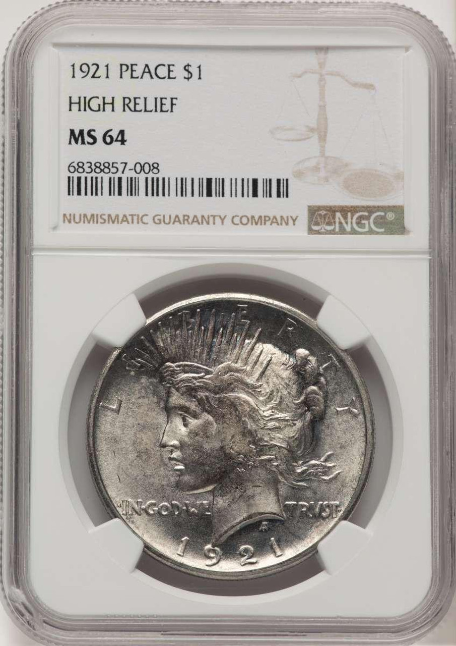 Bullionshark 1921 S$1 Peace Silver Dollar Coin NGC MS64 - HAT777985020 