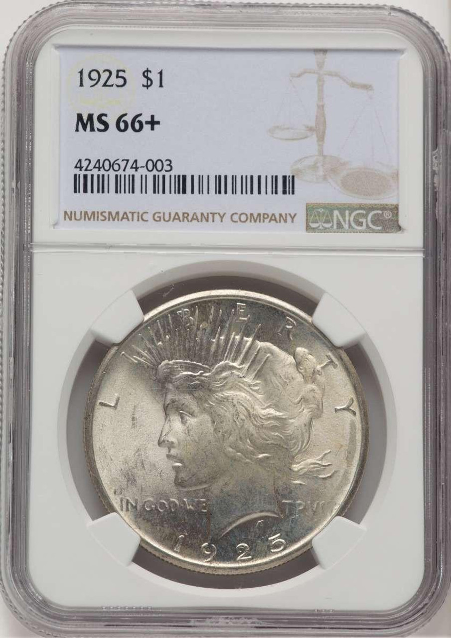 Bullionshark 1925 S$1 Peace Silver Dollar Coin NGC MS66  + - HAT507436021 