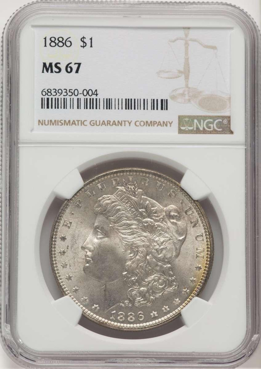 Bullionshark 1886 S$1 Morgan Silver Dollar Coin NGC MS67 - HAT521316017 