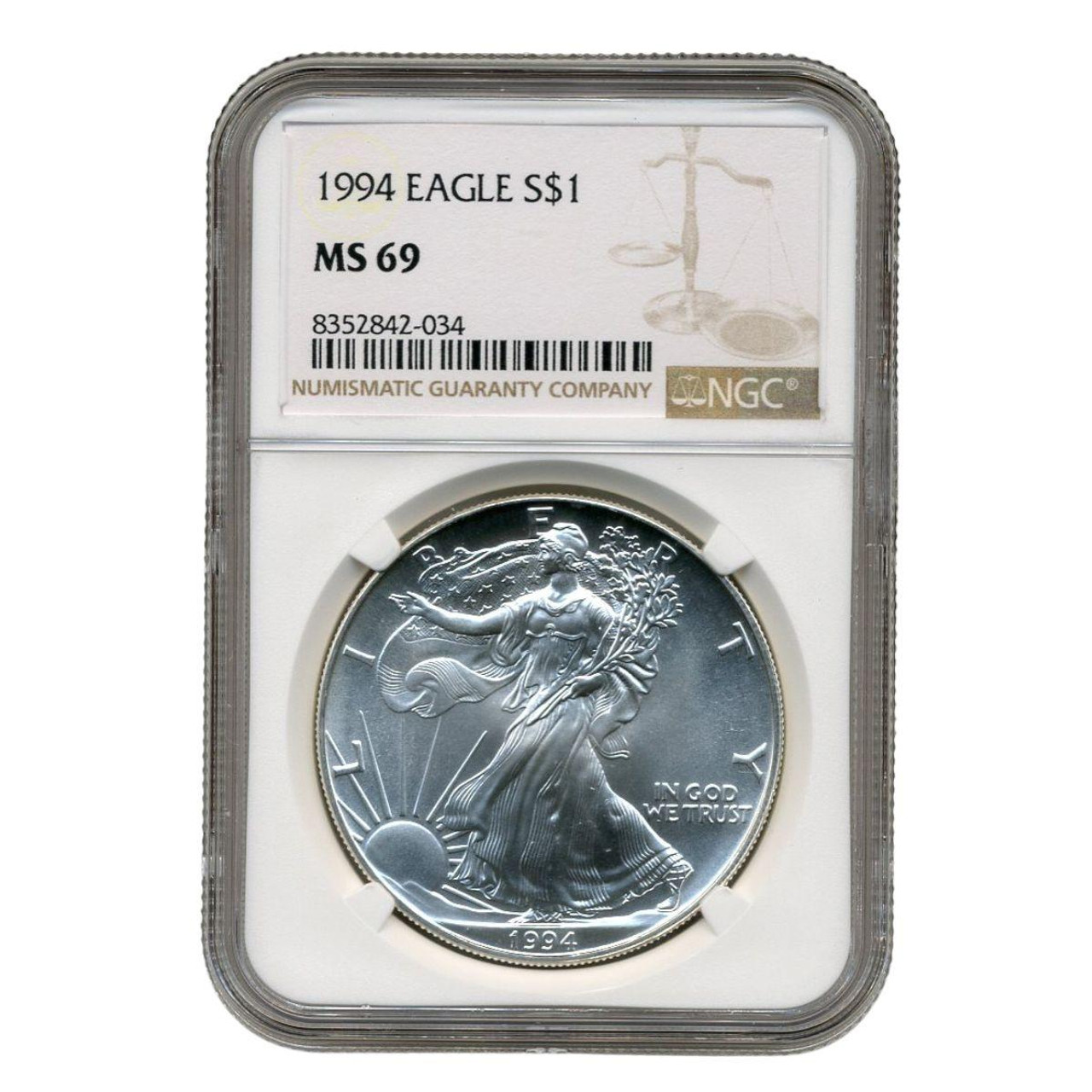  1994 Silver Eagle NGC MS69 - Key Date 