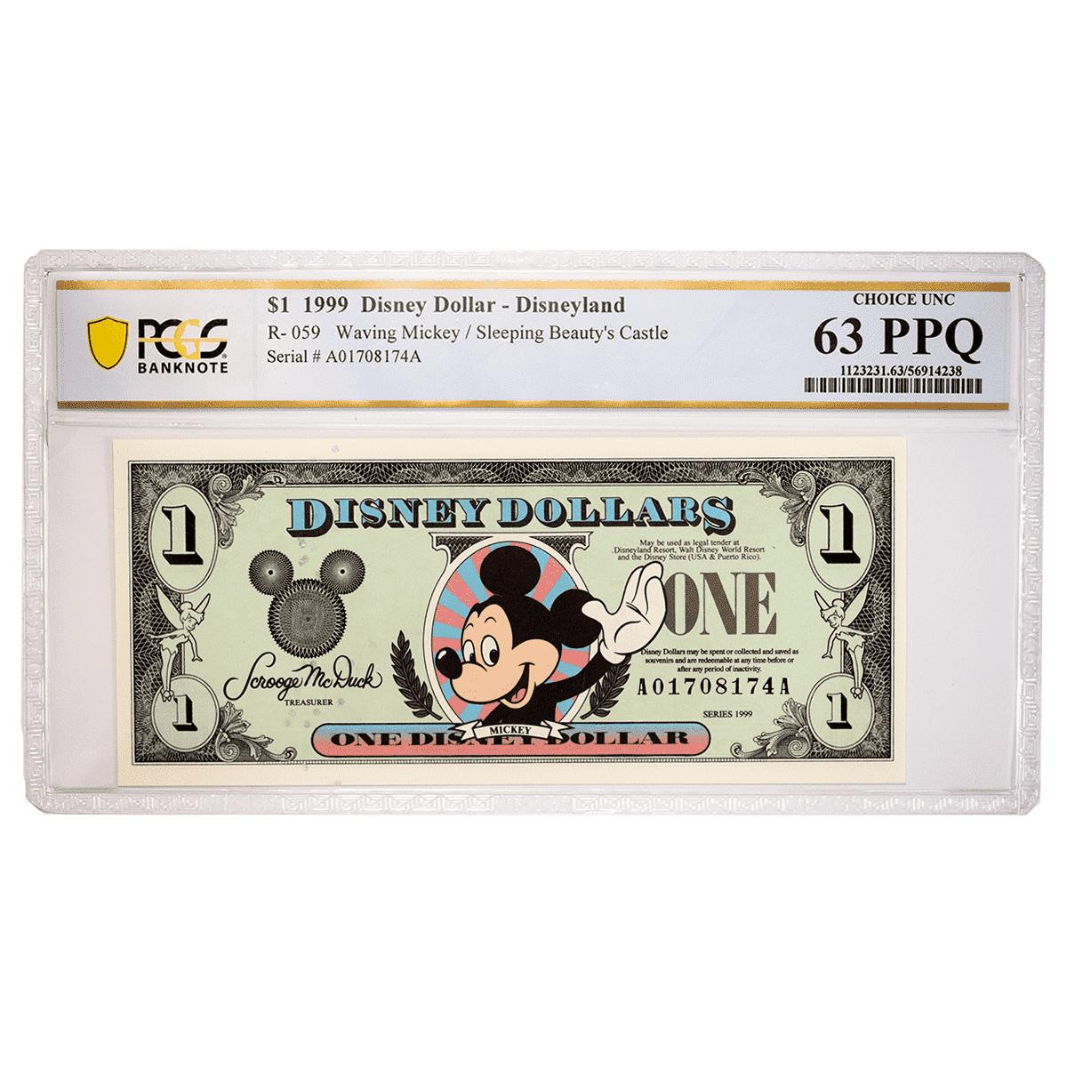 Mickey Disney Dollar – PCGS Choice Uncirculated 63 PPQ (Random