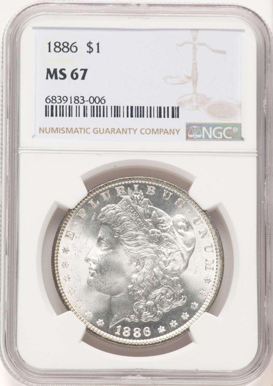 Bullionshark 1886 S$1 Morgan Silver Dollar Coin NGC MS67 - HAT521120049  Bullionshark 1886 S$1 Morgan Silver Dollar Coin NGC MS67 - HAT521120049