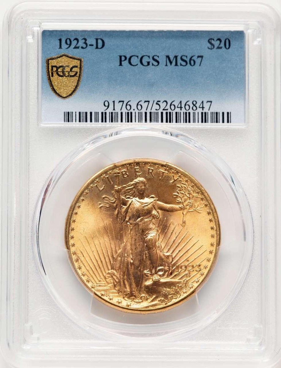 Bullionshark 1923-D $20 Saint Gaudens Double Eagle PCGS MS67 - HAT780464001  Bullionshark 1923-D $20 Saint Gaudens Double Eagle PCGS MS67 - HAT780464001