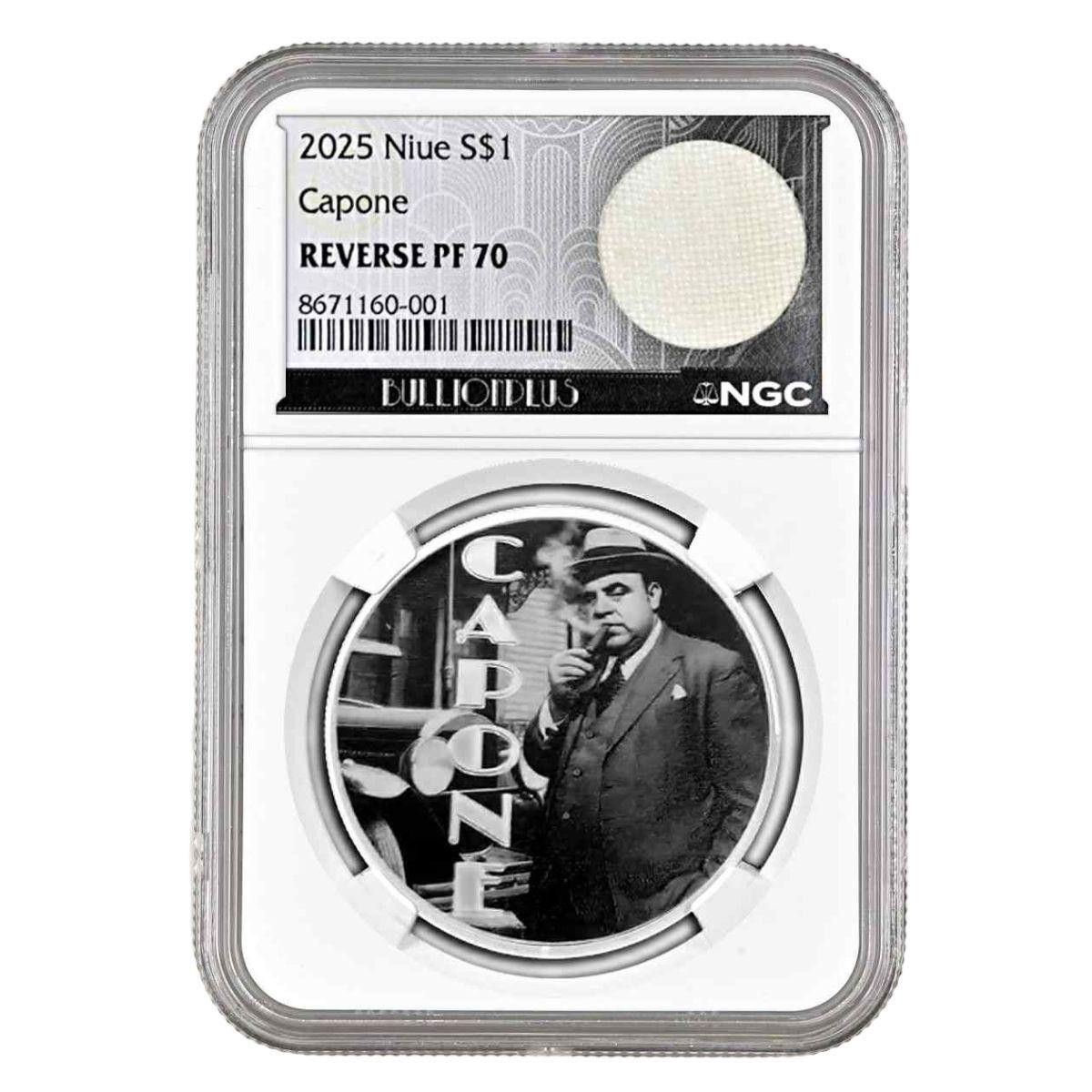 2025 $1 1oz Silver Niue NGC rev PF70 - Al Capone Dining Room Cloth