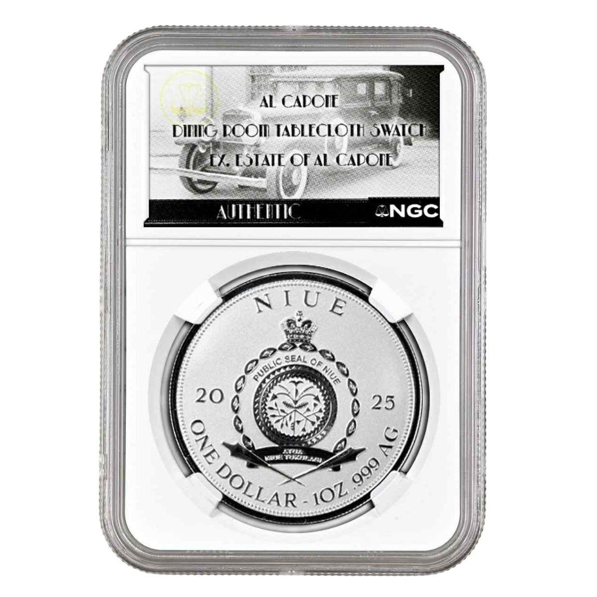 2025 $1 1oz Silver Niue NGC rev PF70 - Al Capone Dining Room Cloth