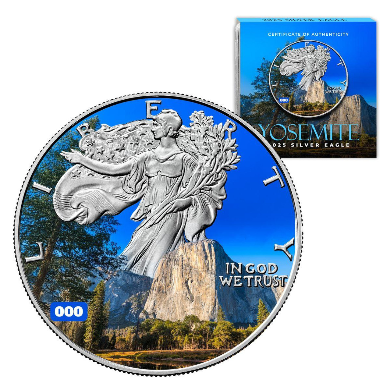  2025 Silver Eagle – Yosemite - National Parks Series - Limited Edition Colorized Coin 