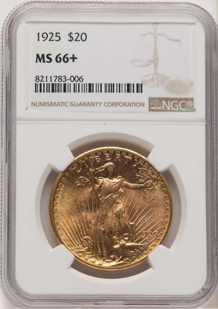 Bullionshark 1925 $20 Saint Gaudens Double Eagle NGC MS66  + - HAT774732016 