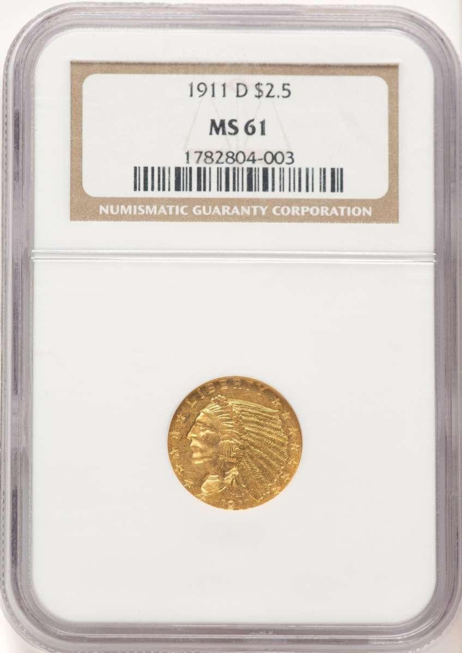 Bullionshark 1911-D $2.5 Indian Gold Quarter Eagle Coin NGC MS61 - HAT779285018  Bullionshark 1911-D $2.5 Indian Gold Quarter Eagle Coin NGC MS61 - HAT779285018