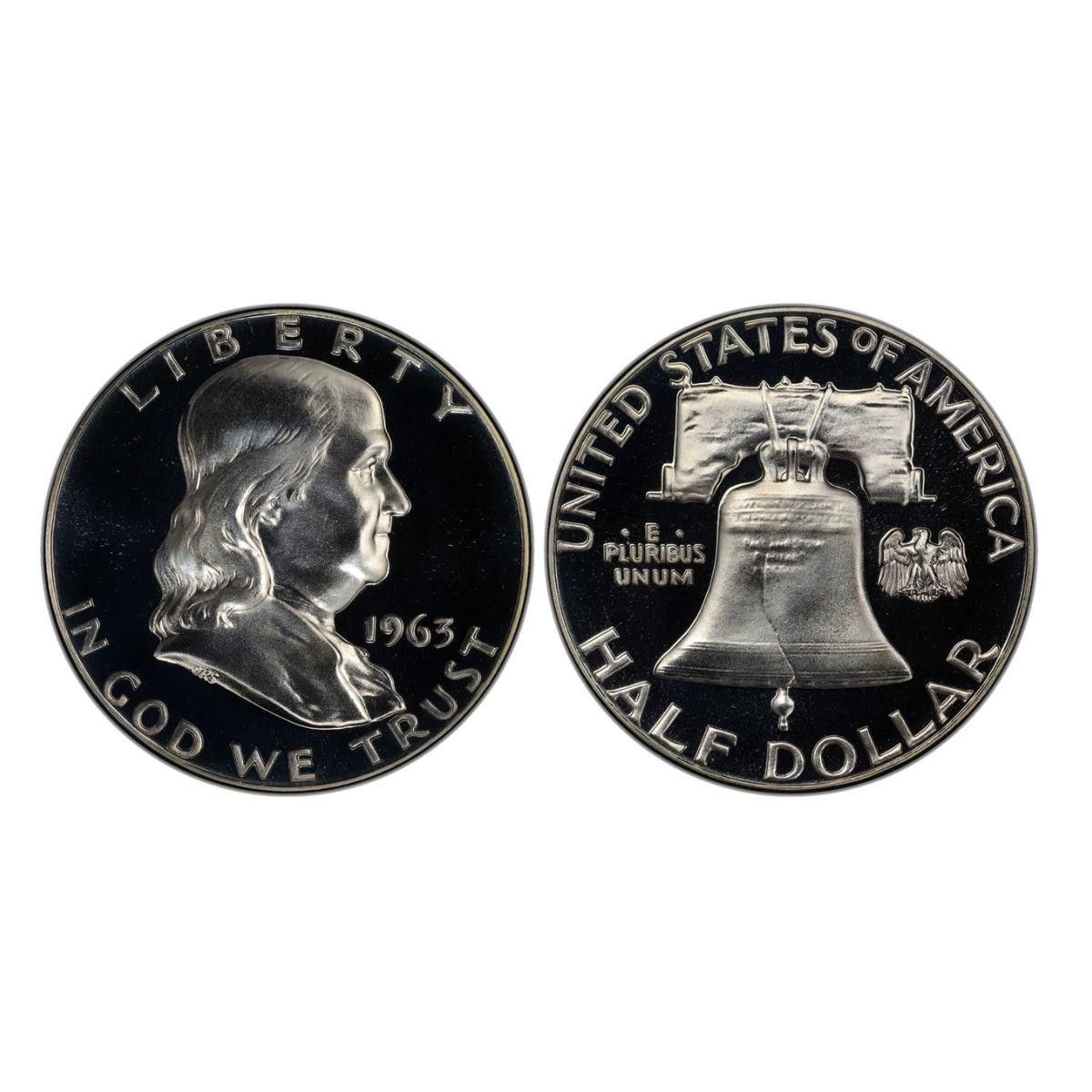 1963-1964 Franklin Kennedy Half Dollar Proof 2-Coin Set w/Velvet Bag