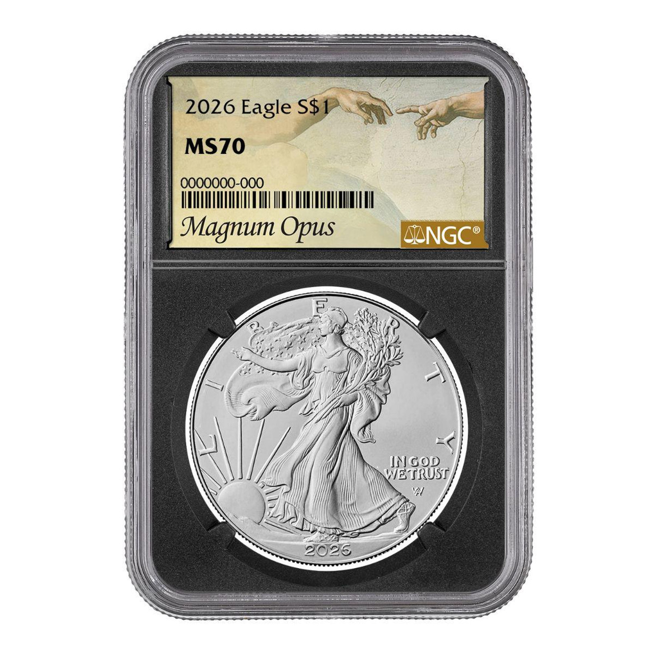  2026 $1 American Silver Eagle NGC MS70 Magnum Opus w/Box & CoA (1 of 100) 