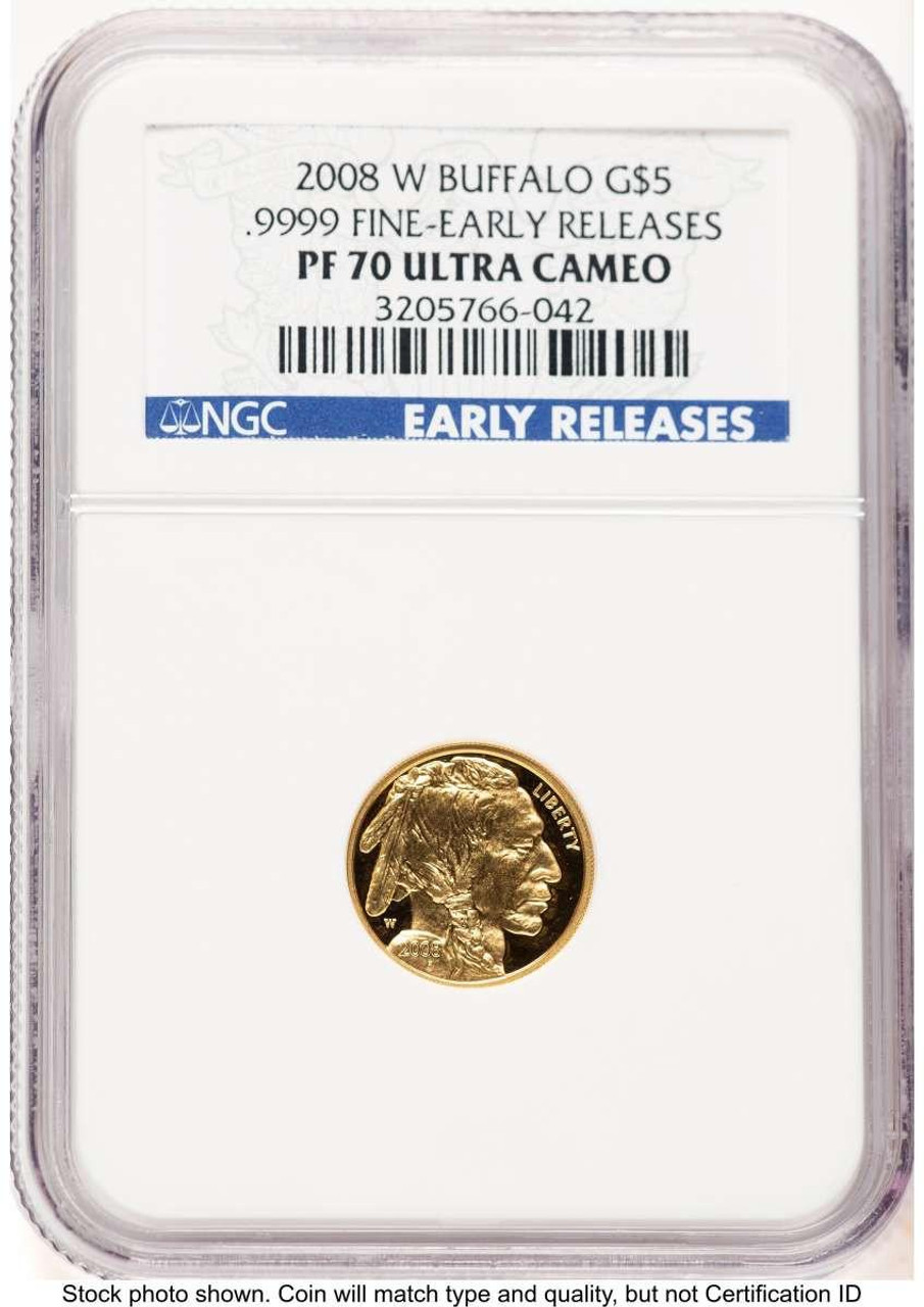 Bullionshark 2008-W $5 Modern Bullion Coin NGC MS70   Tenth-Ounce Gold Buffalo, First Strike - HAT779102007  Bullionshark 2008-W $5 Modern Bullion Coin NGC MS70   Tenth-Ounce Gold Buffalo, First Strike - HAT779102007