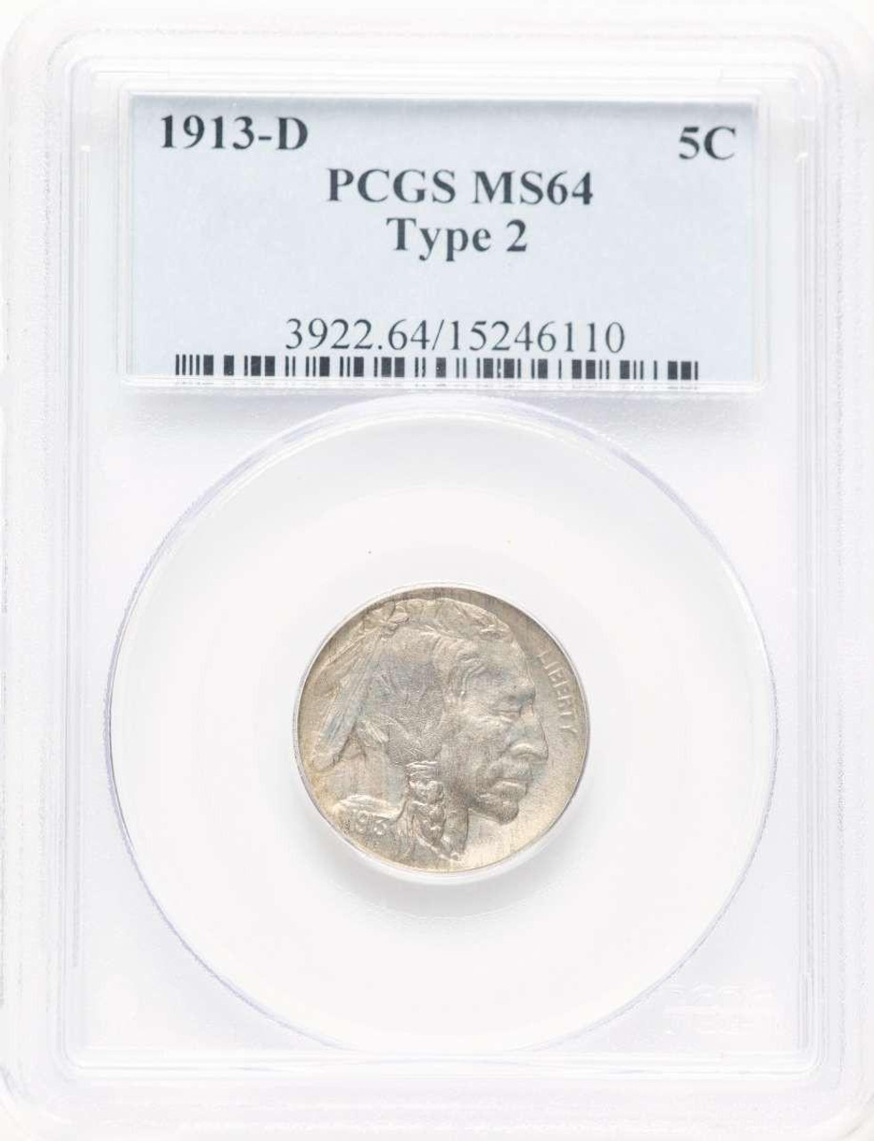 Bullionshark 1913-D 5C Buffalo Nickel Coin PCGS MS64   Type Two - HAT781258002  Bullionshark 1913-D 5C Buffalo Nickel Coin PCGS MS64   Type Two - HAT781258002