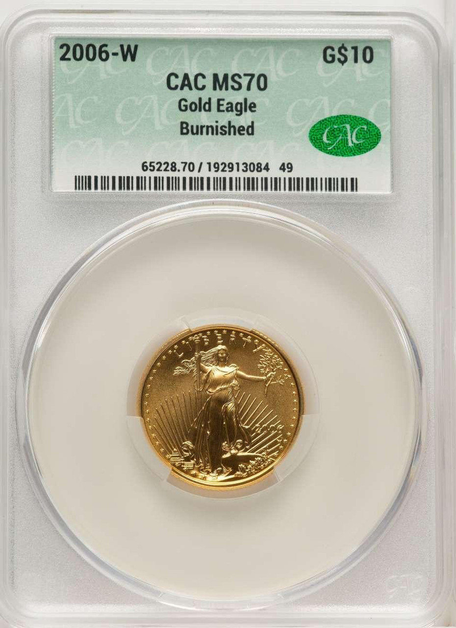 Bullionshark 2006-W $10 Burnished 1/4 oz American Gold Eagle Coin CACG MS70 - HAT505941005 