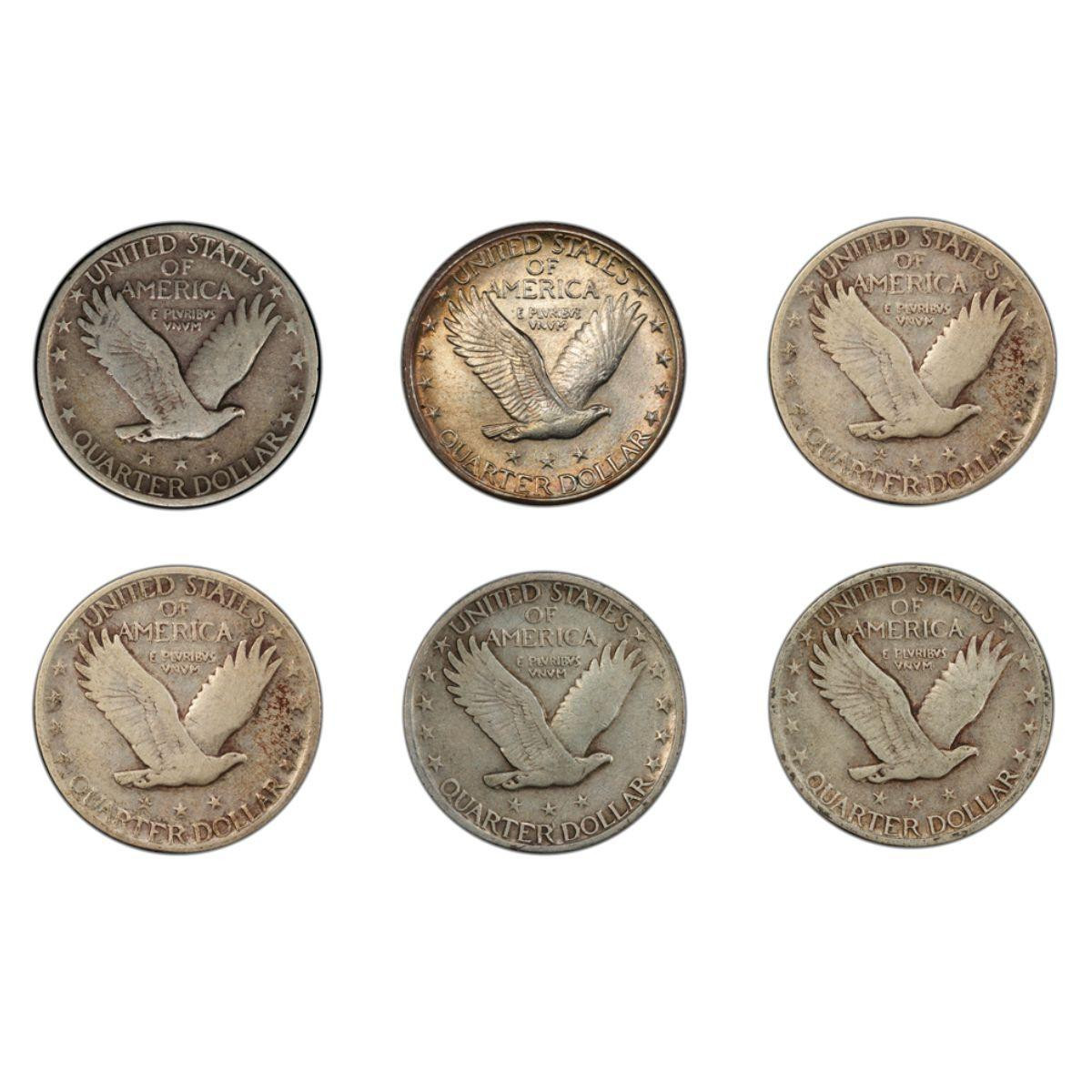 1925–1930-P Standing Liberty Quarters 6-Piece Set (G–VG) w/Velvet