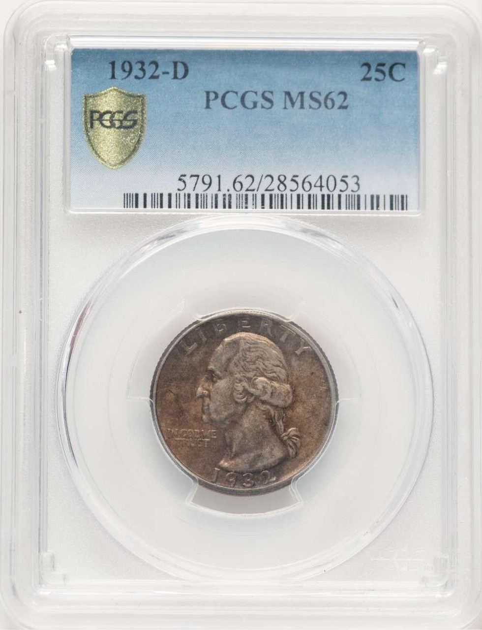 Bullionshark 1932-D 25C Washington Quarter Coin PCGS MS62 - HAT779891050  Bullionshark 1932-D 25C Washington Quarter Coin PCGS MS62 - HAT779891050