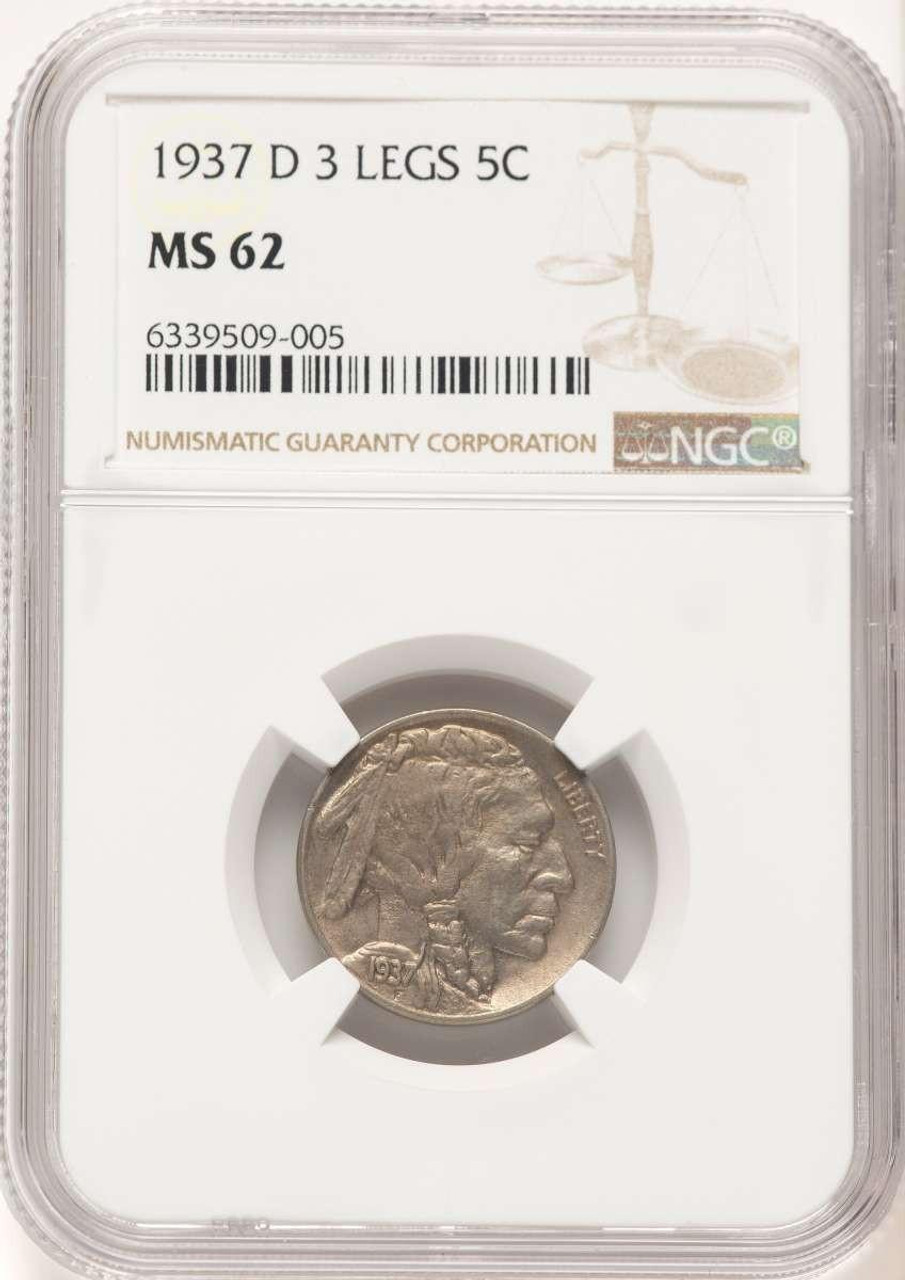 Bullionshark 1937-D 5C Buffalo Nickel Coin NGC MS62   Three-Legged, FS-901 - HAT778956047  Bullionshark 1937-D 5C Buffalo Nickel Coin NGC MS62   Three-Legged, FS-901 - HAT778956047