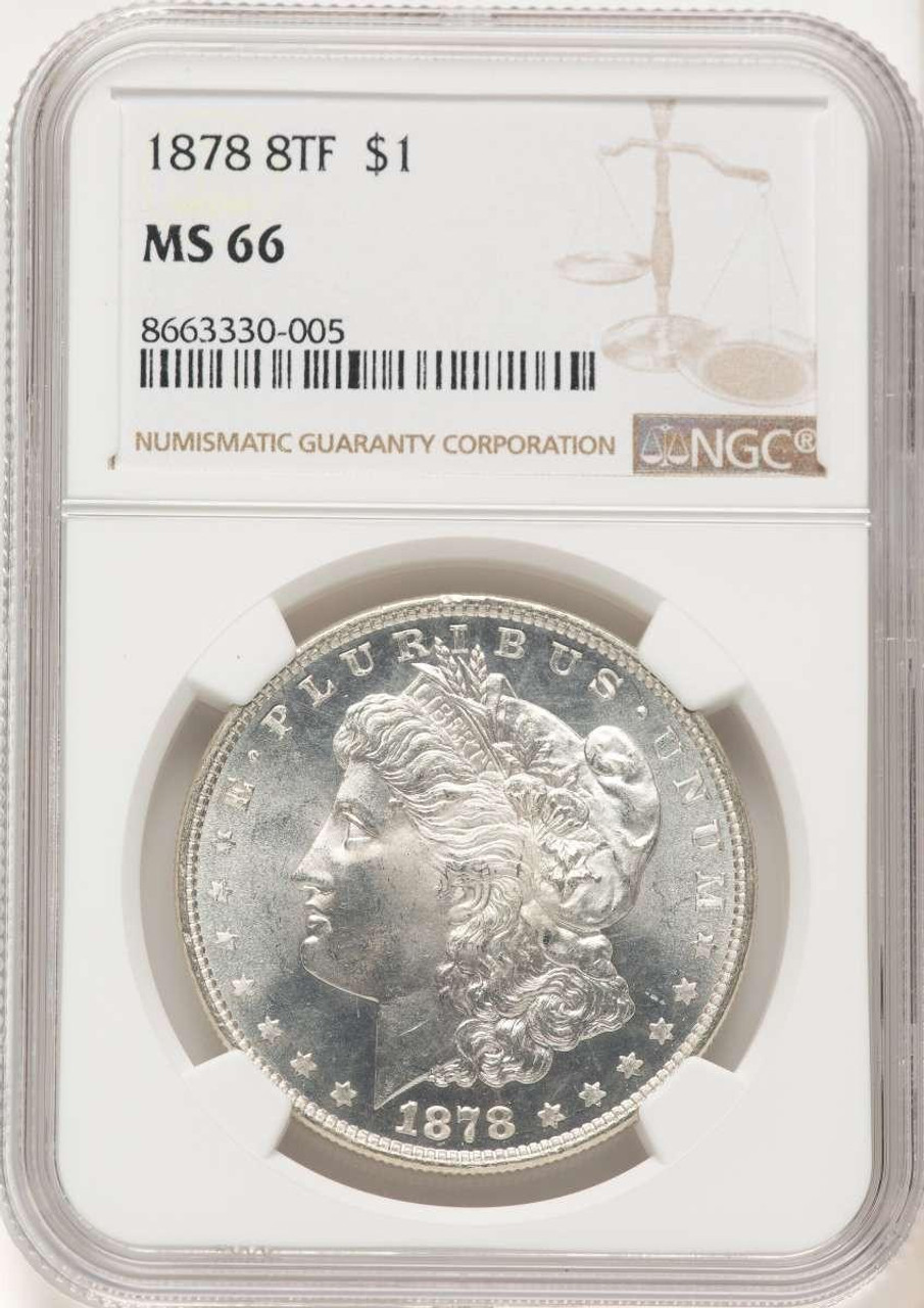 Bullionshark 1878 8TF S$1 Morgan Silver Dollar Coin NGC MS66 - HAT780529004  Bullionshark 1878 8TF S$1 Morgan Silver Dollar Coin NGC MS66 - HAT780529004