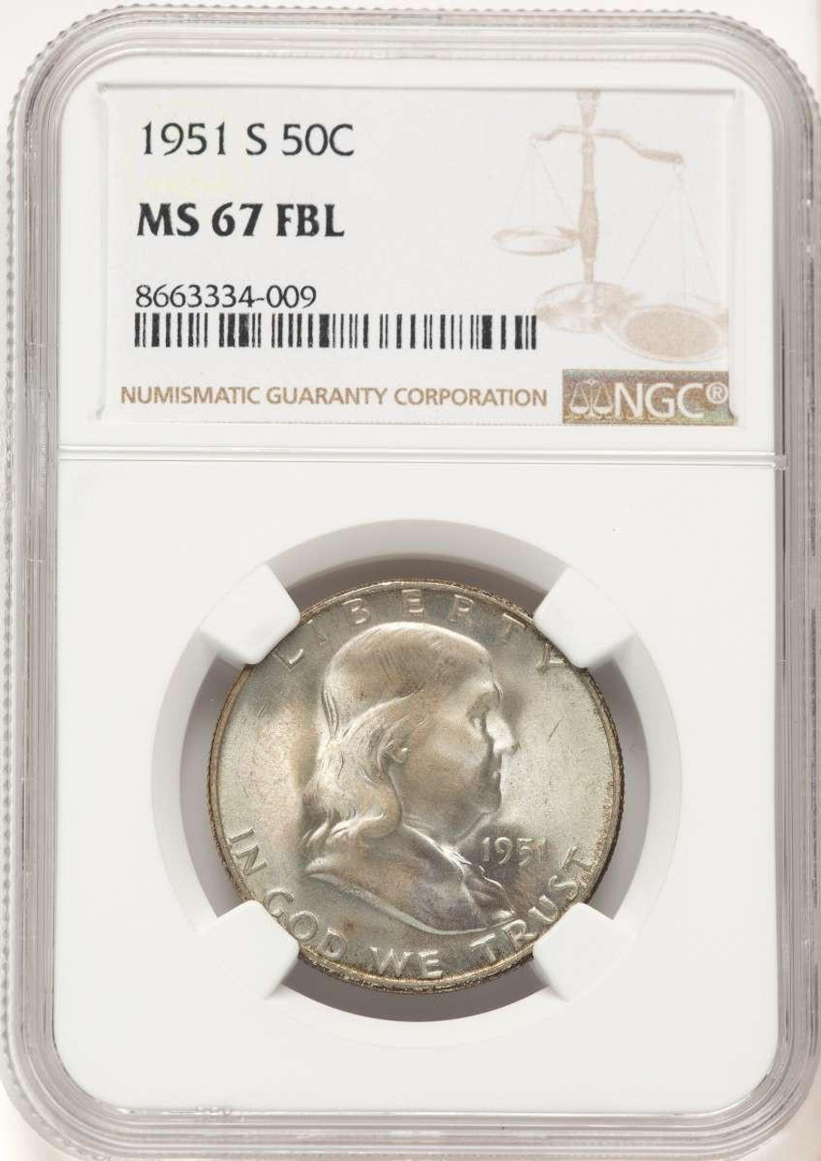 Bullionshark 1951-S 50C Franklin Half Dollar Coin NGC MS67 - HAT781664004  Bullionshark 1951-S 50C Franklin Half Dollar Coin NGC MS67 - HAT781664004