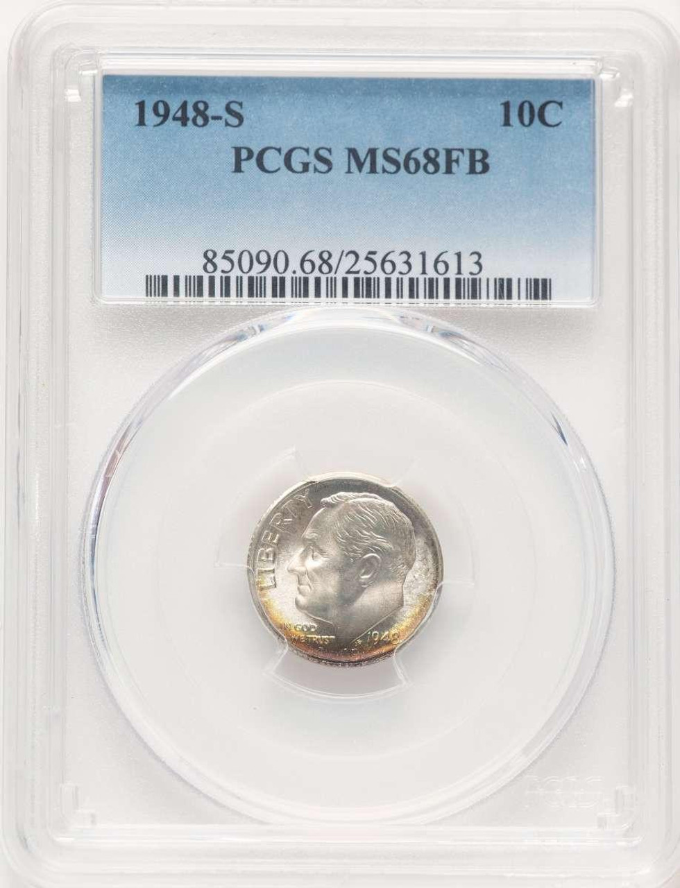 Bullionshark 1948-S 10C Roosevelt Dime Coin PCGS MS68 - HAT781470006  Bullionshark 1948-S 10C Roosevelt Dime Coin PCGS MS68 - HAT781470006