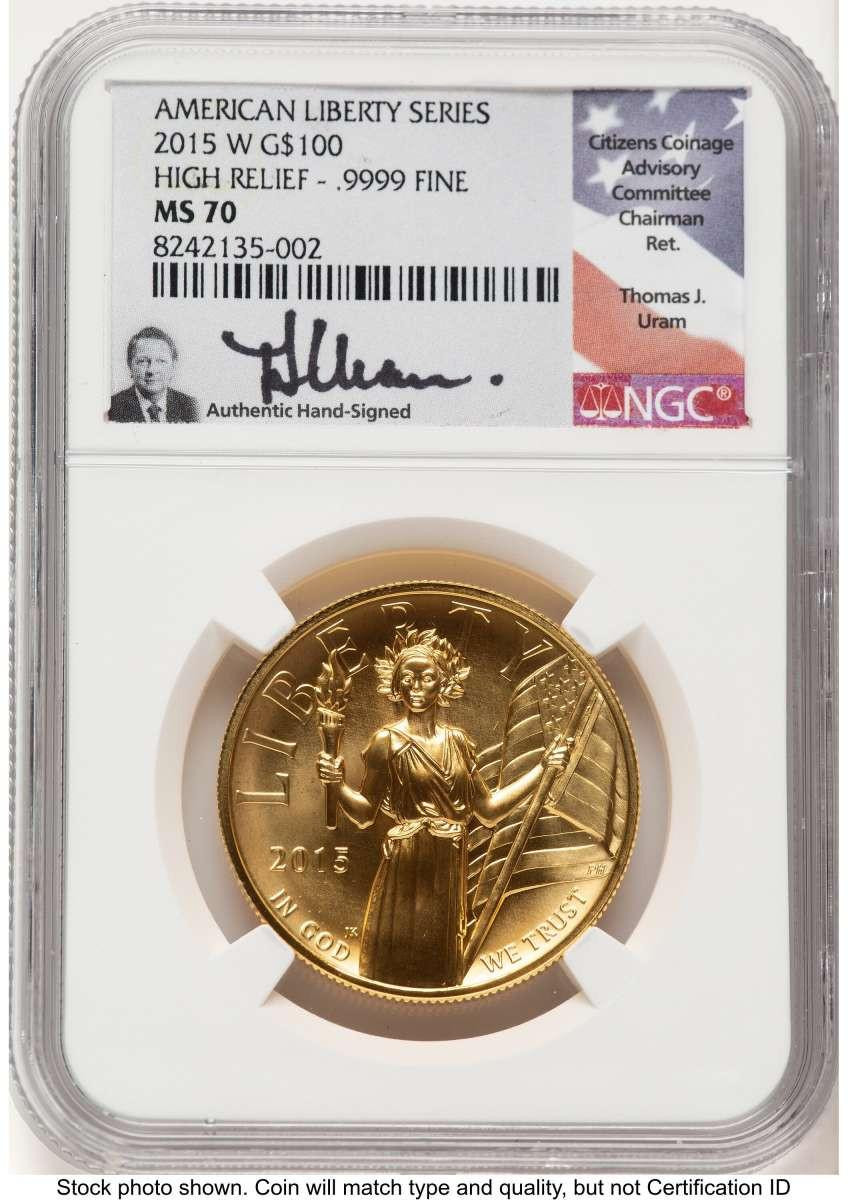 Bullionshark 2015-W $100 Gold High Relief Coin NGC MS70   One-Ounce Gold - HAT779043003 
