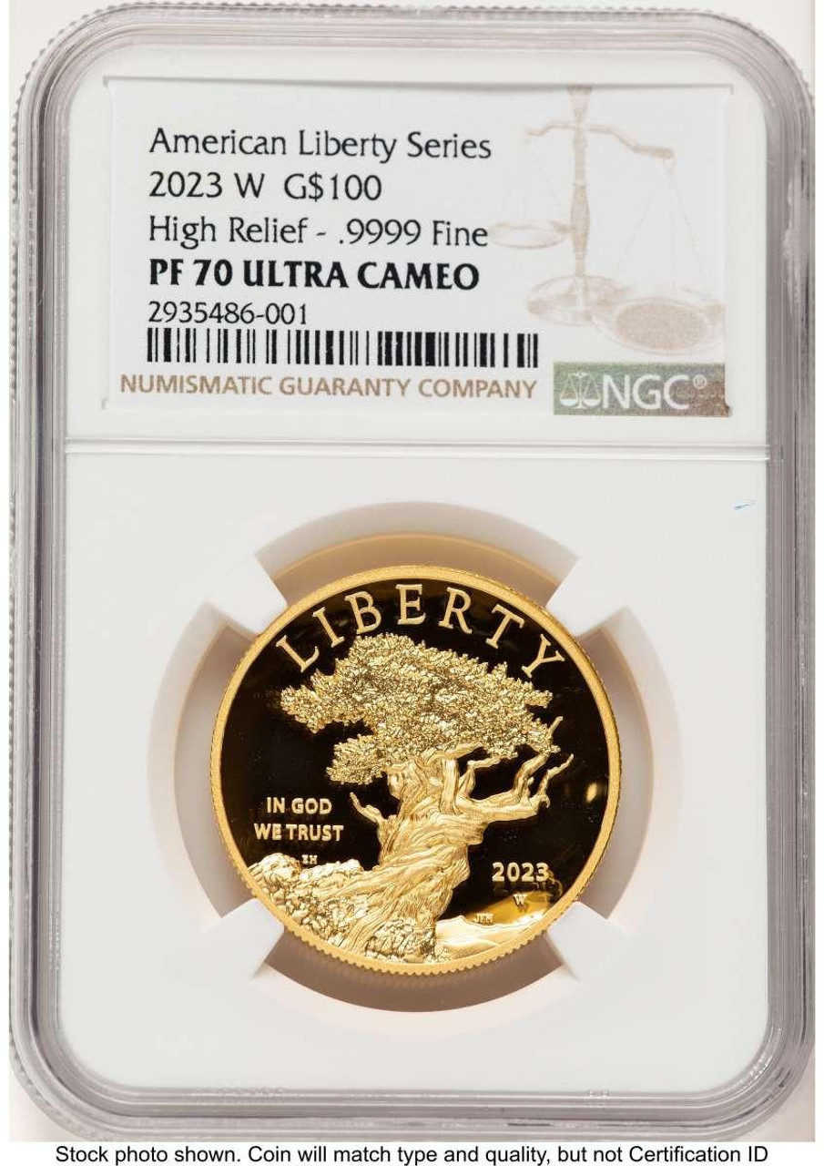Bullionshark 2023-W $100 Gold High Relief Coin NGC MS70 UCAM    American Liberty - HAT781704001  Bullionshark 2023-W $100 Gold High Relief Coin NGC MS70 UCAM    American Liberty - HAT781704001