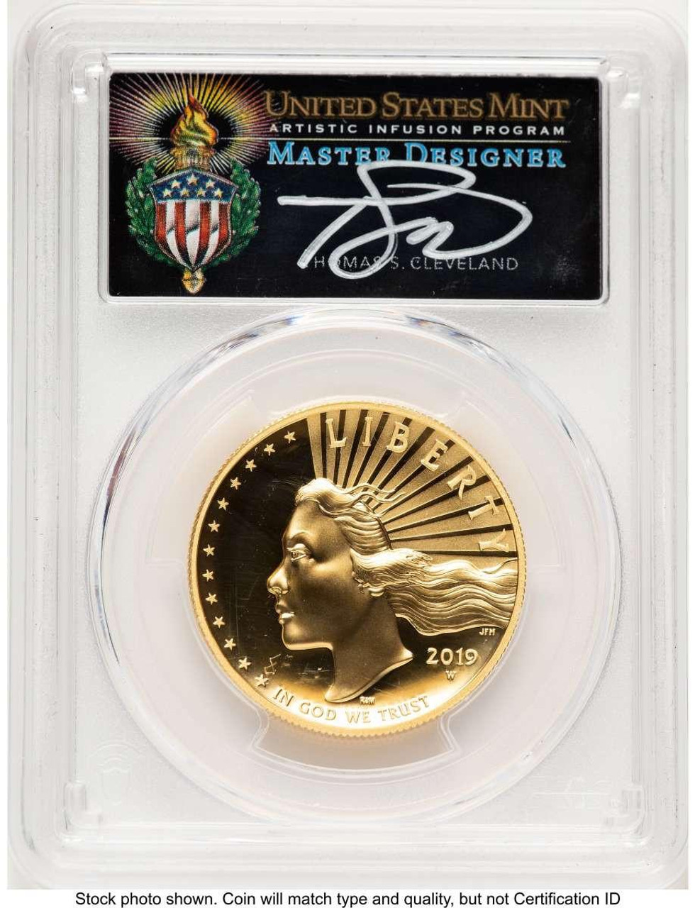 Bullionshark 2019-W $100 Gold High Relief Coin PCGS MS70   Enhanced, WP Mint Hoard, Cleveland Torch - HAT782057001  Bullionshark 2019-W $100 Gold High Relief Coin PCGS MS70   Enhanced, WP Mint Hoard, Cleveland Torch - HAT782057001
