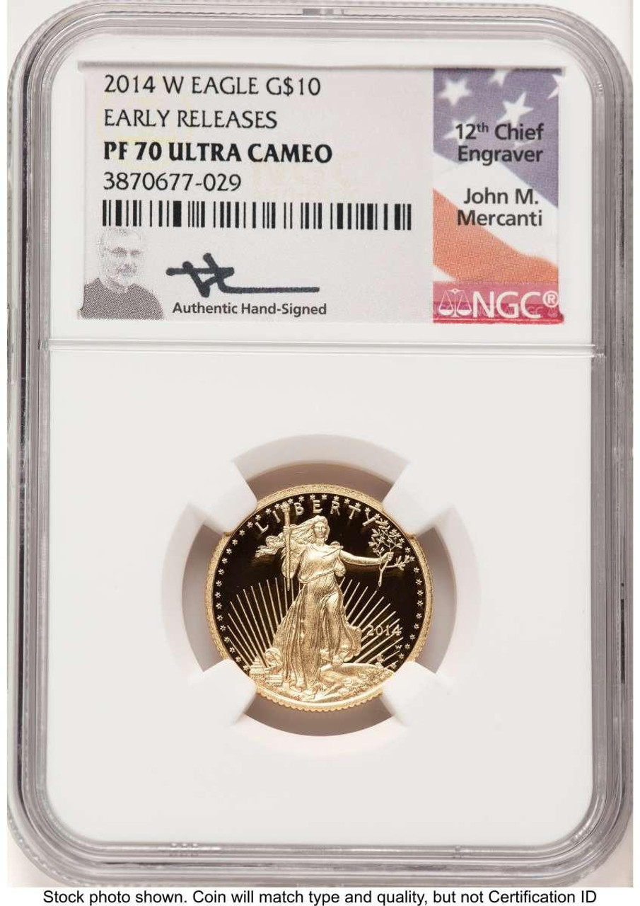 Bullionshark 2014-W $10 1/4 oz American Gold Eagle Coin NGC MS70, First Strike - HAT520704125  Bullionshark 2014-W $10 1/4 oz American Gold Eagle Coin NGC MS70, First Strike - HAT520704125