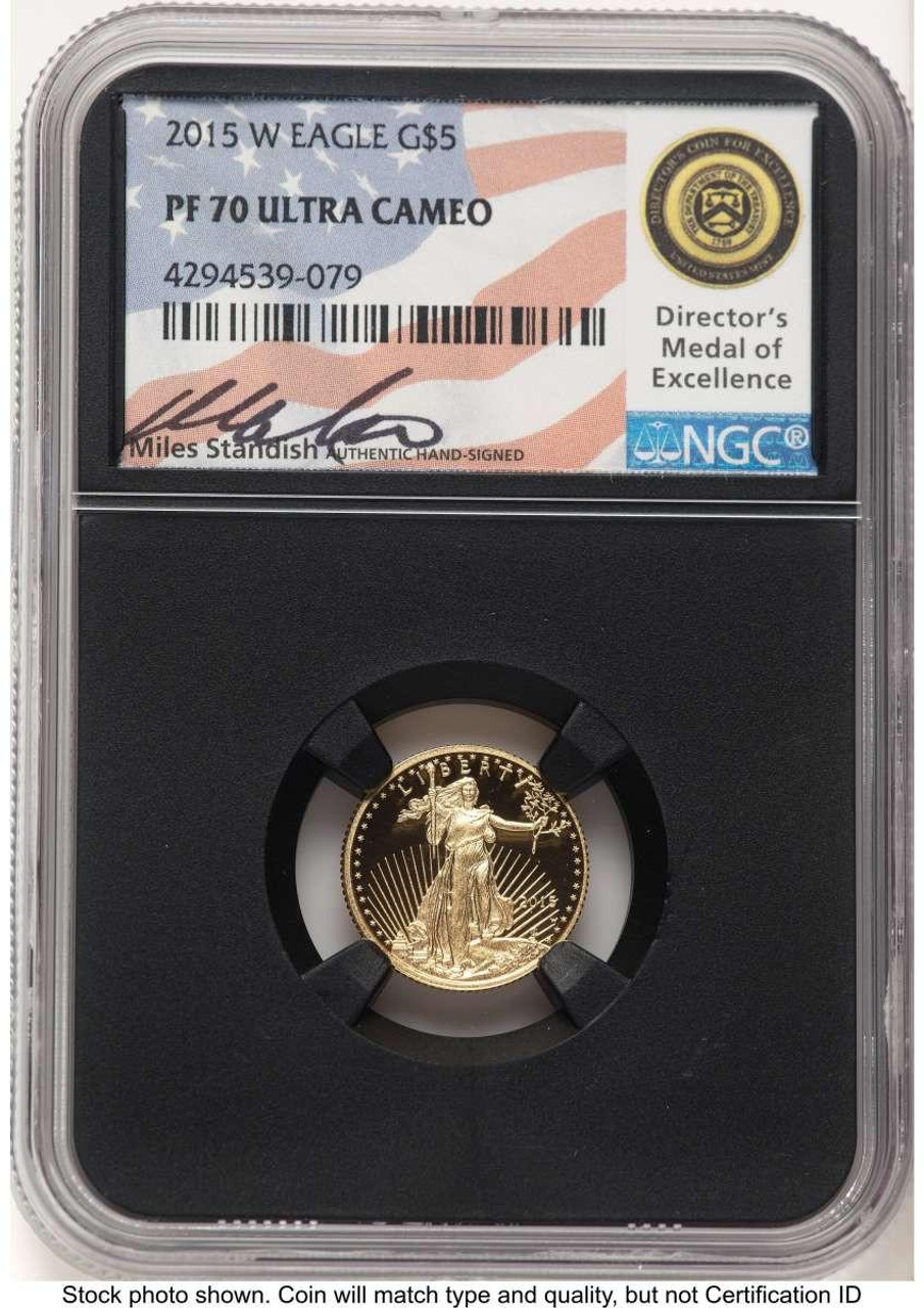 Bullionshark 2015-W $5 1/10 oz American Gold Eagle Coin NGC MS70 - HAT777110005  Bullionshark 2015-W $5 1/10 oz American Gold Eagle Coin NGC MS70 - HAT777110005