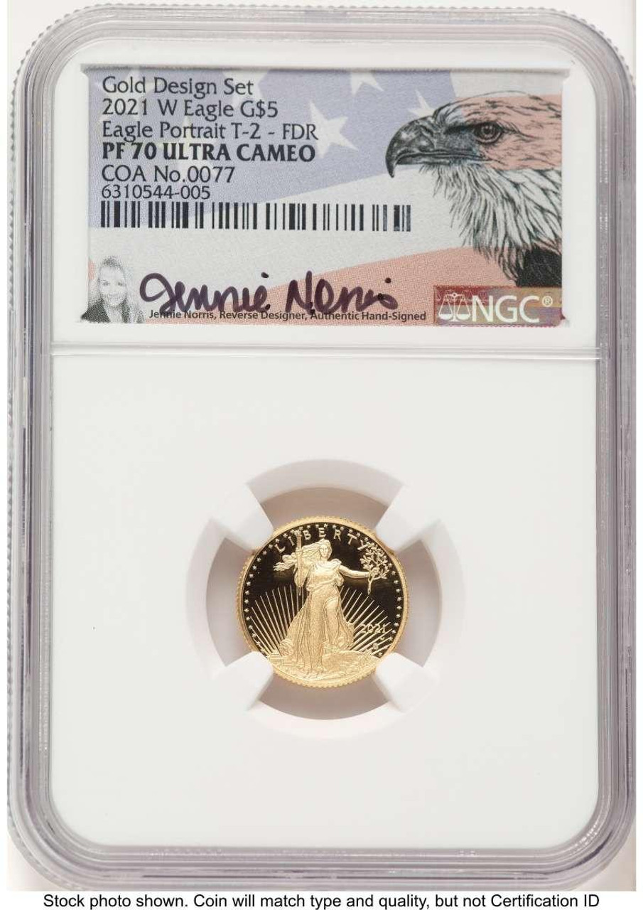 Bullionshark 2021-W G$5 Modern Bullion Coin NGC MS70   Tenth Ounce Gold Eagle, Type Two, First Strike - HAT777837002  Bullionshark 2021-W G$5 Modern Bullion Coin NGC MS70   Tenth Ounce Gold Eagle, Type Two, First Strike - HAT777837002