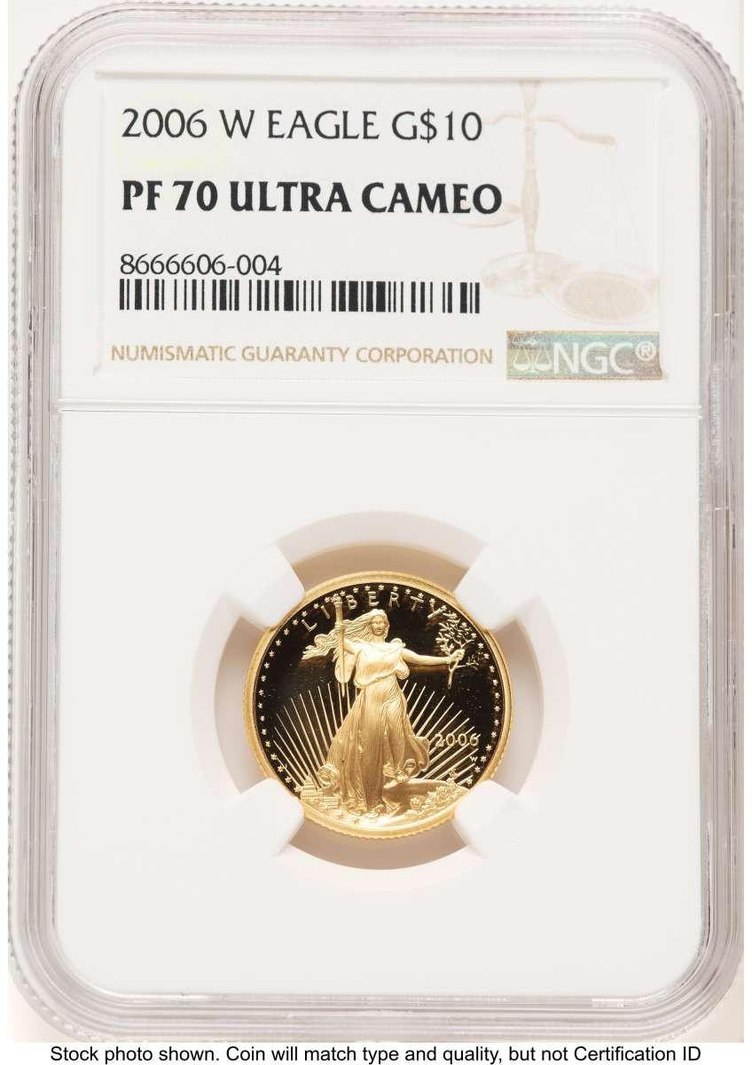 Bullionshark 2006-W $10 1/4 oz American Gold Eagle Coin NGC MS70 - HAT779473011 