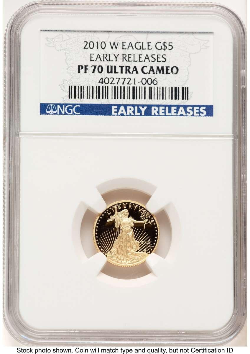 Bullionshark 2010-W G$5 1/10 oz American Gold Eagle Coin NGC MS70, First Strike - HAT779753010 