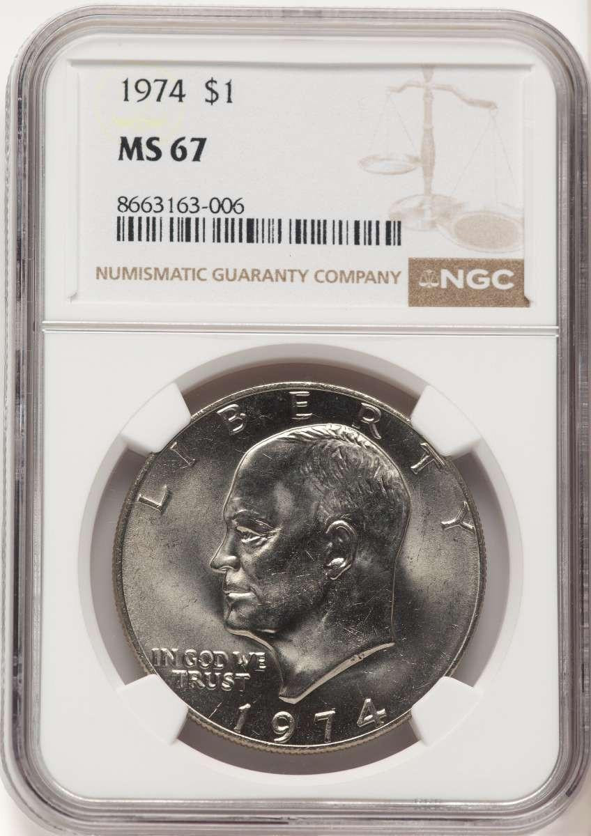 Bullionshark 1974 $1 Eisenhower Dollar Coin NGC MS67 - HAT780452001 