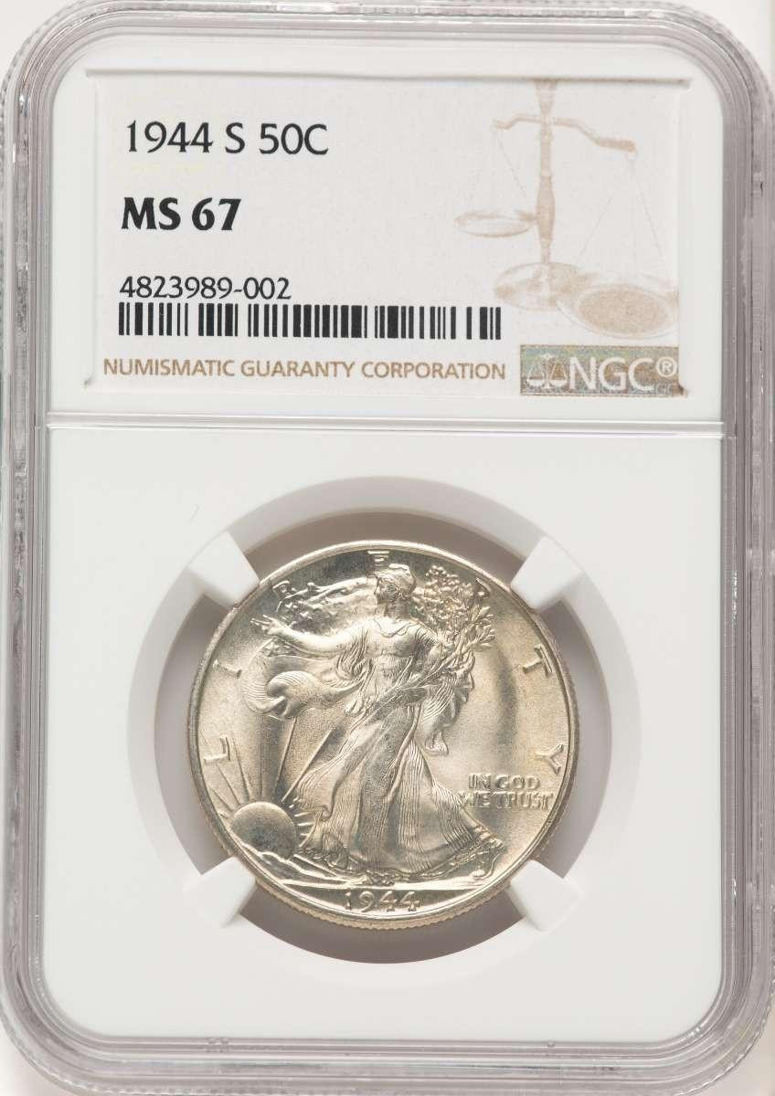 Bullionshark 1944-S 50C Walking Liberty Half Dollar Coin NGC MS67 - HAT782355009 