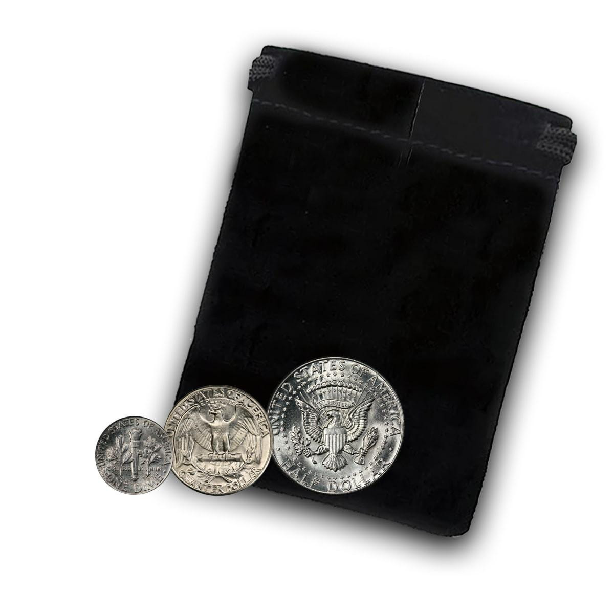 コレクション 1964 U.S. Last of the Silver Coinage 1964 Last of Silver Change 3 Coin Set - Uncirculated w/Velvet Bag