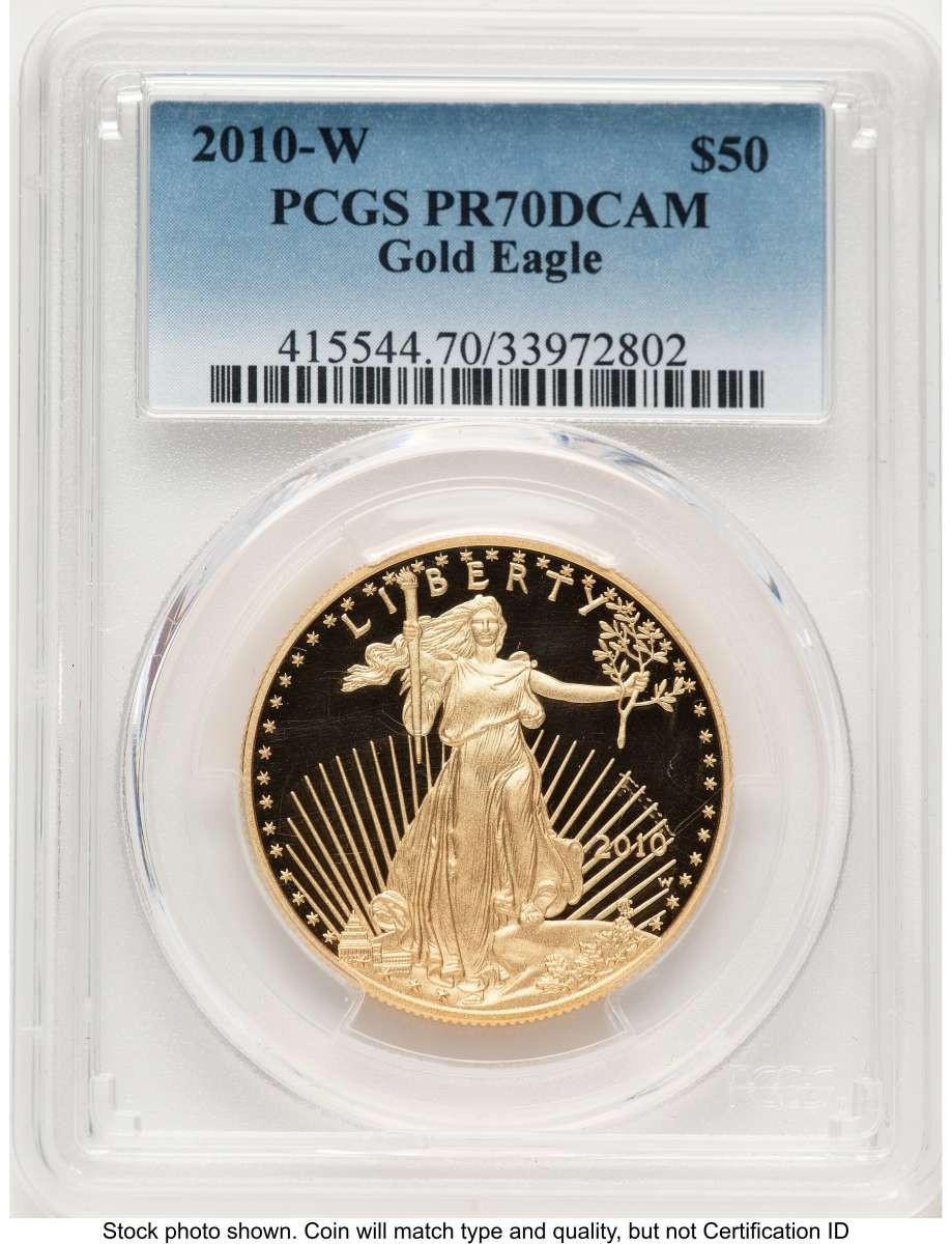 Bullionshark 2010-W $50 1 oz American Gold Eagle Coin PCGS MS70 - HAT782567013 