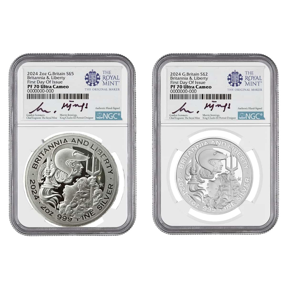 2024 “Britannia & Liberty” Silver Proof 2-Coin Set NGC PF70 UCAM