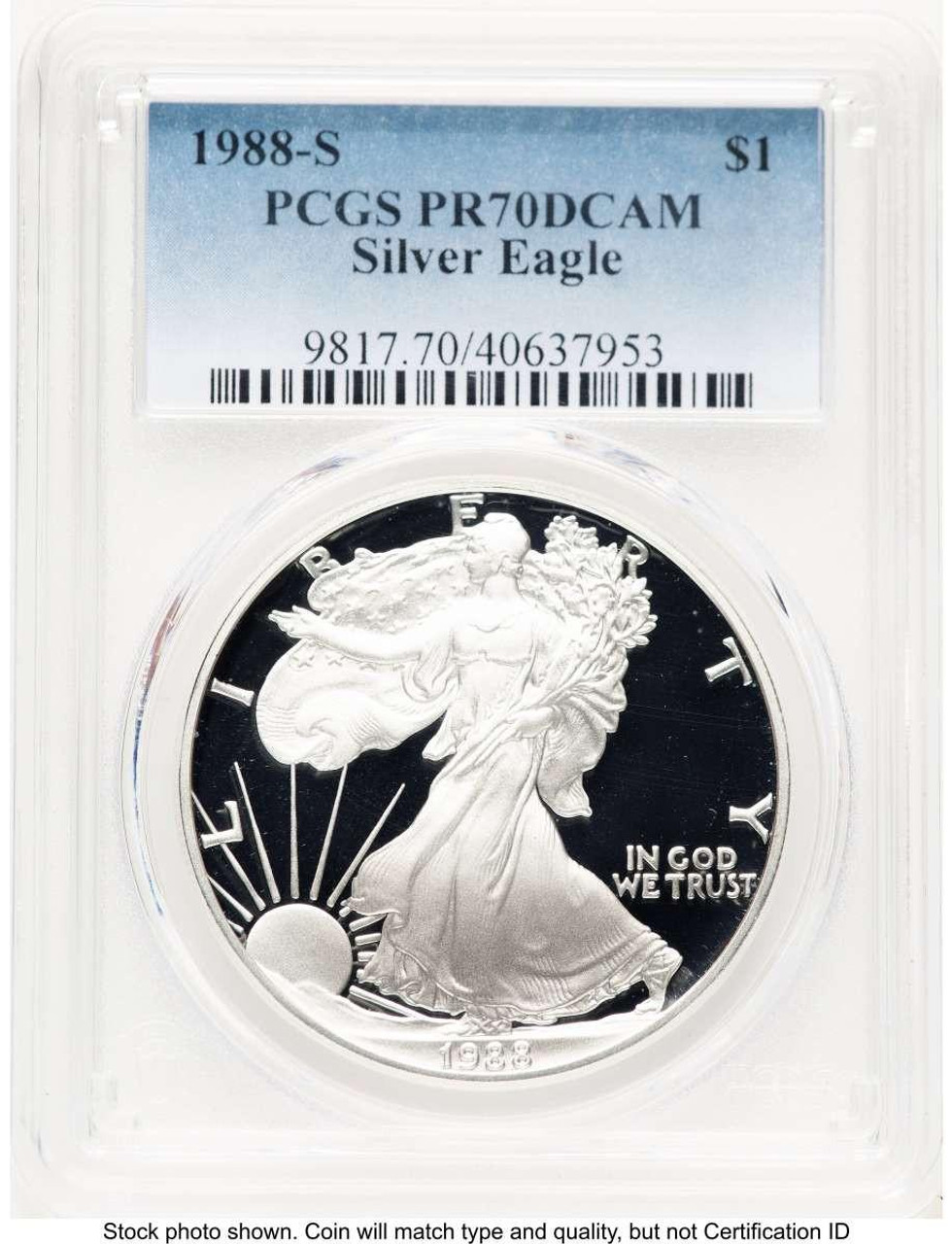 Bullionshark 1988-S S$1 American Silver Eagle Coin PCGS MS70 - HAT758595008 