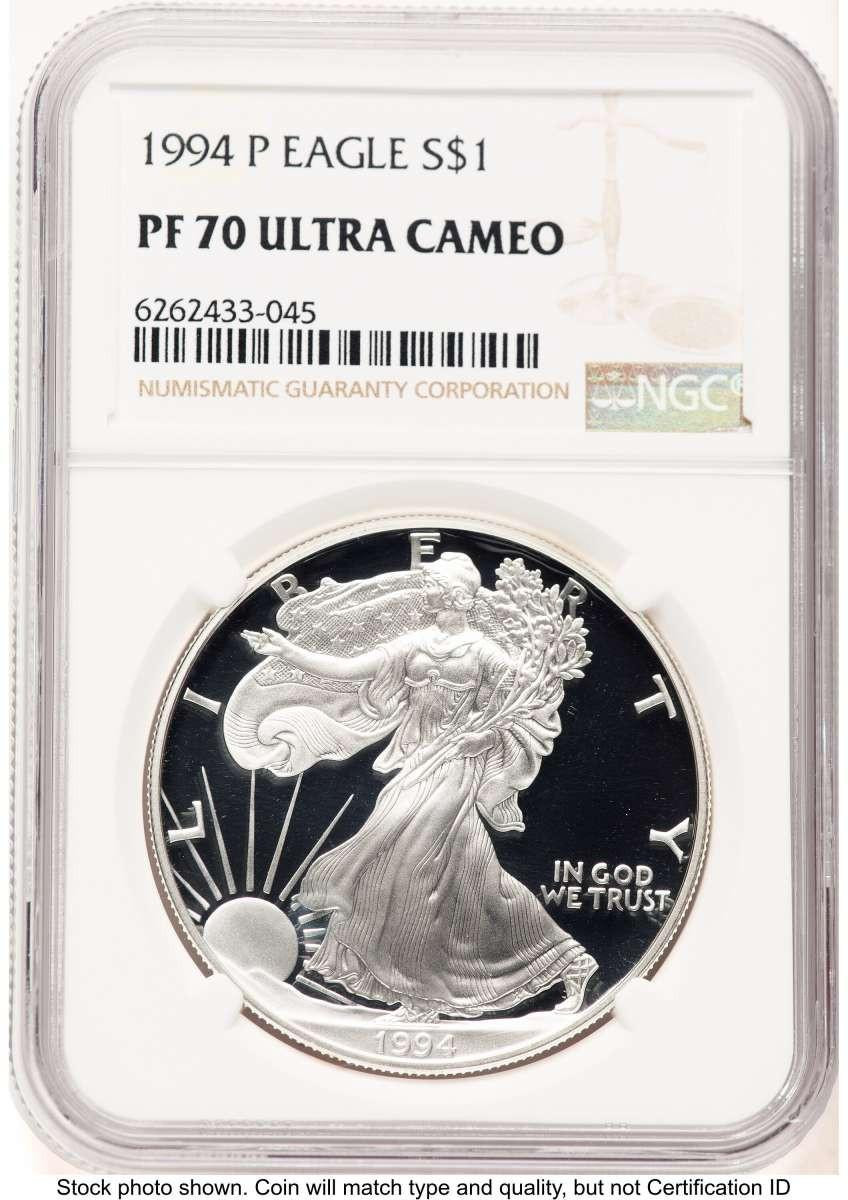 Bullionshark 1994-P S$1 American Silver Eagle Coin NGC MS70 - HAT761293040 
