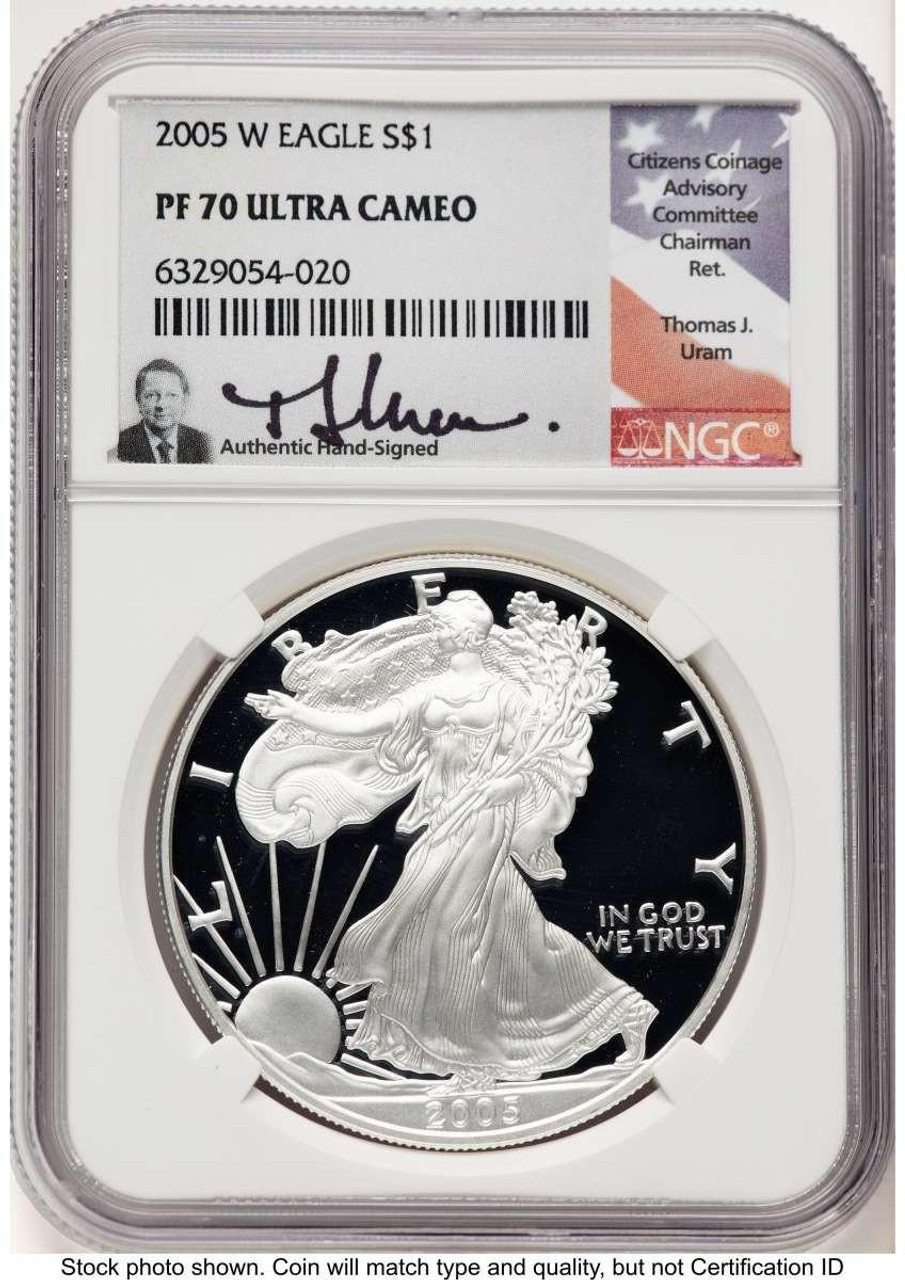 Bullionshark 2005-W S$1 American Silver Eagle Coin NGC MS70 - HAT756775028 