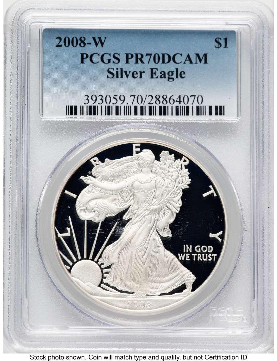 Bullionshark 2008-W S$1 American Silver Eagle Coin PCGS MS70 - HAT521655129 