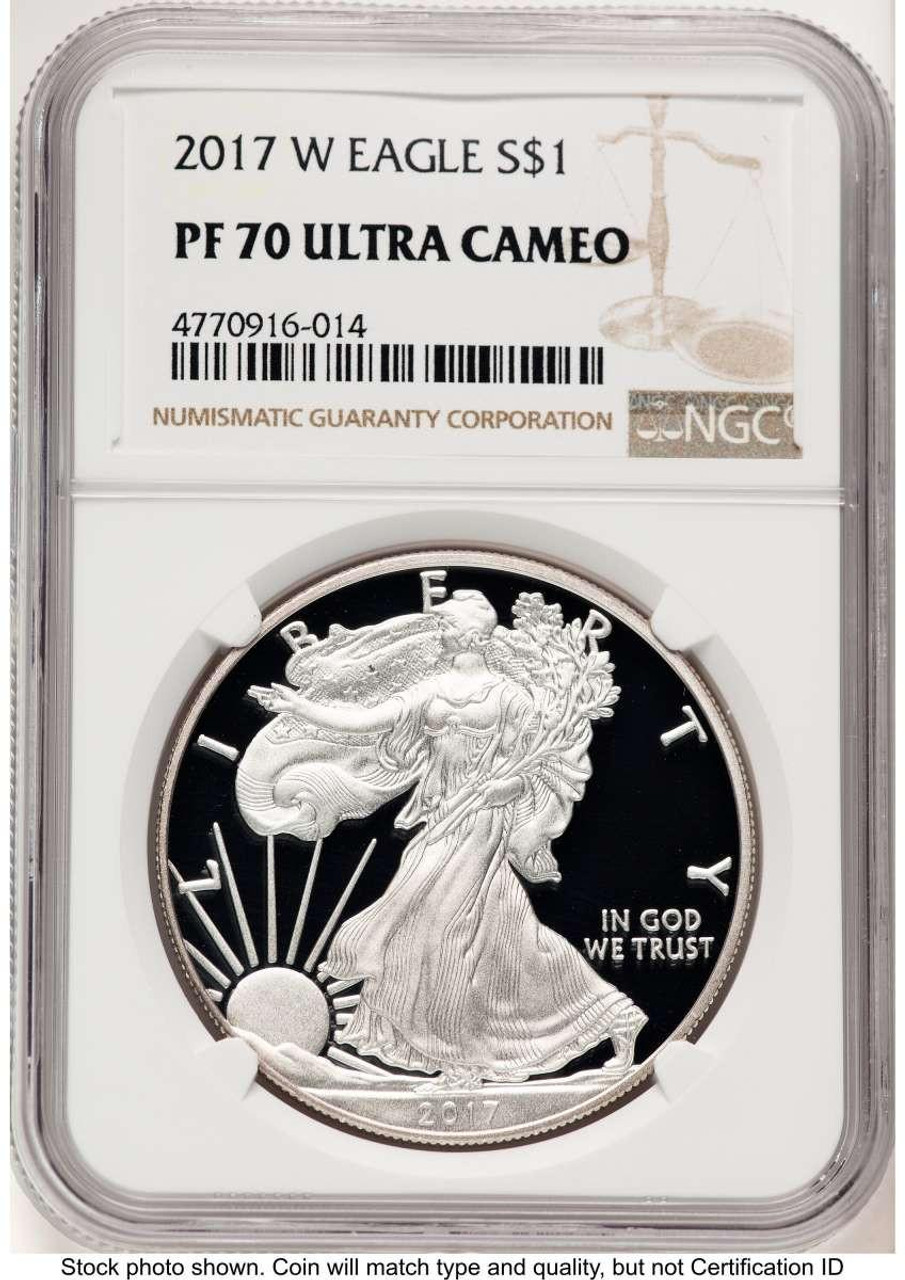 Bullionshark 2017-W S$1 American Silver Eagle Coin NGC MS70 - HAT776575013 