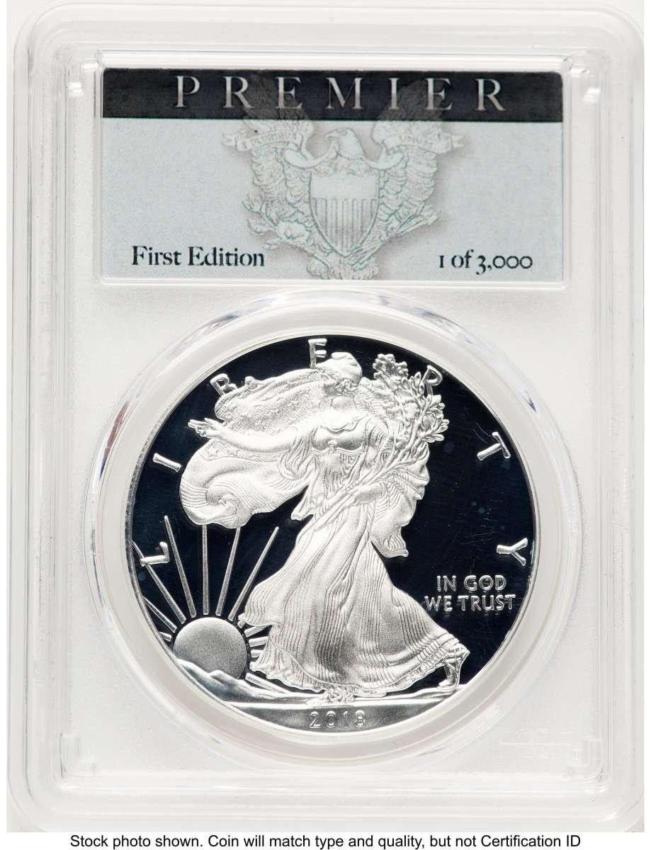 Bullionshark 2018-W S$1 American Silver Eagle Coin PCGS MS70, Premier FE 1 of 3, 000 - HAT779203009 