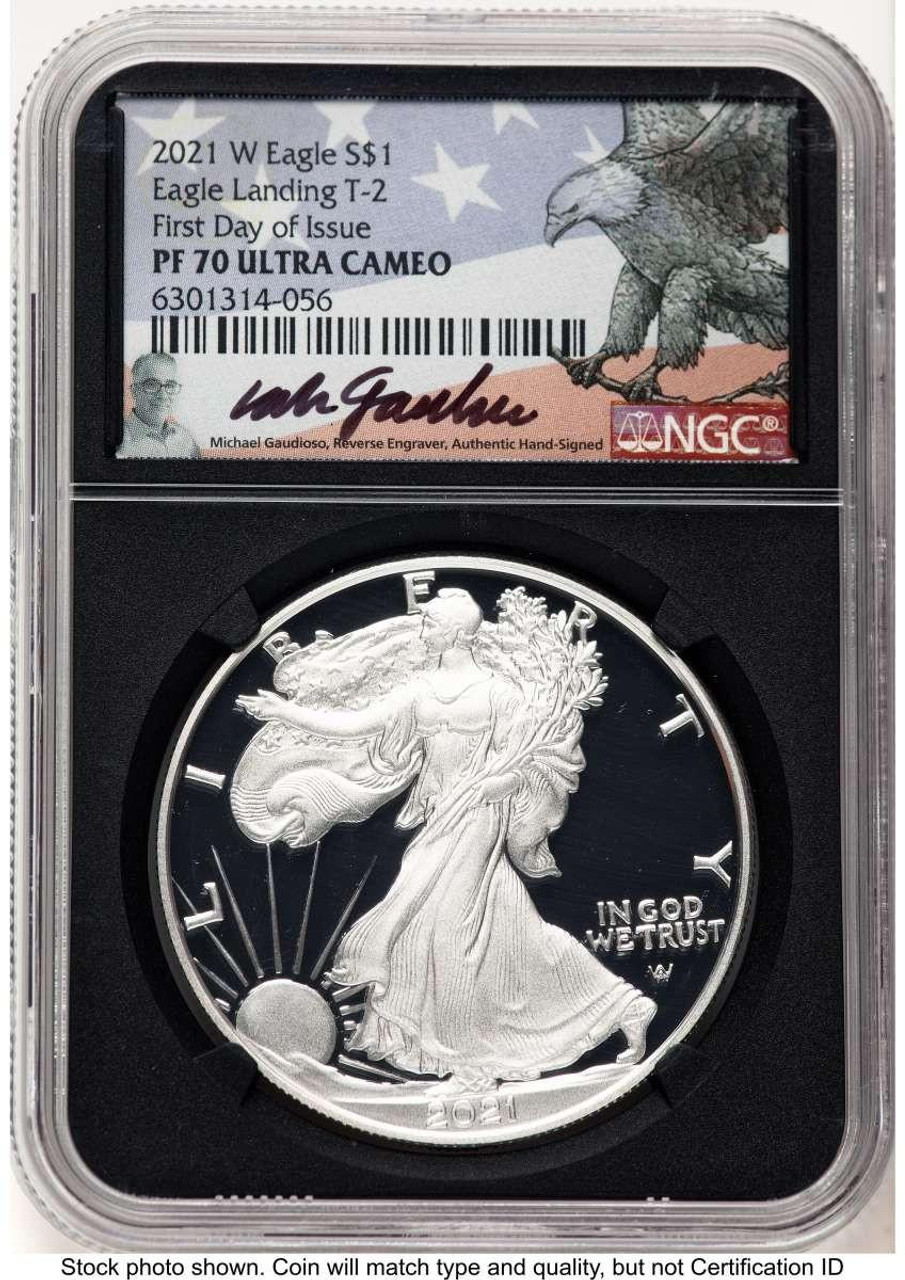Bullionshark 2021-W S$1 American Silver Eagle Coin NGC MS70, Type Two, First Day of Issue - HAT775875050 