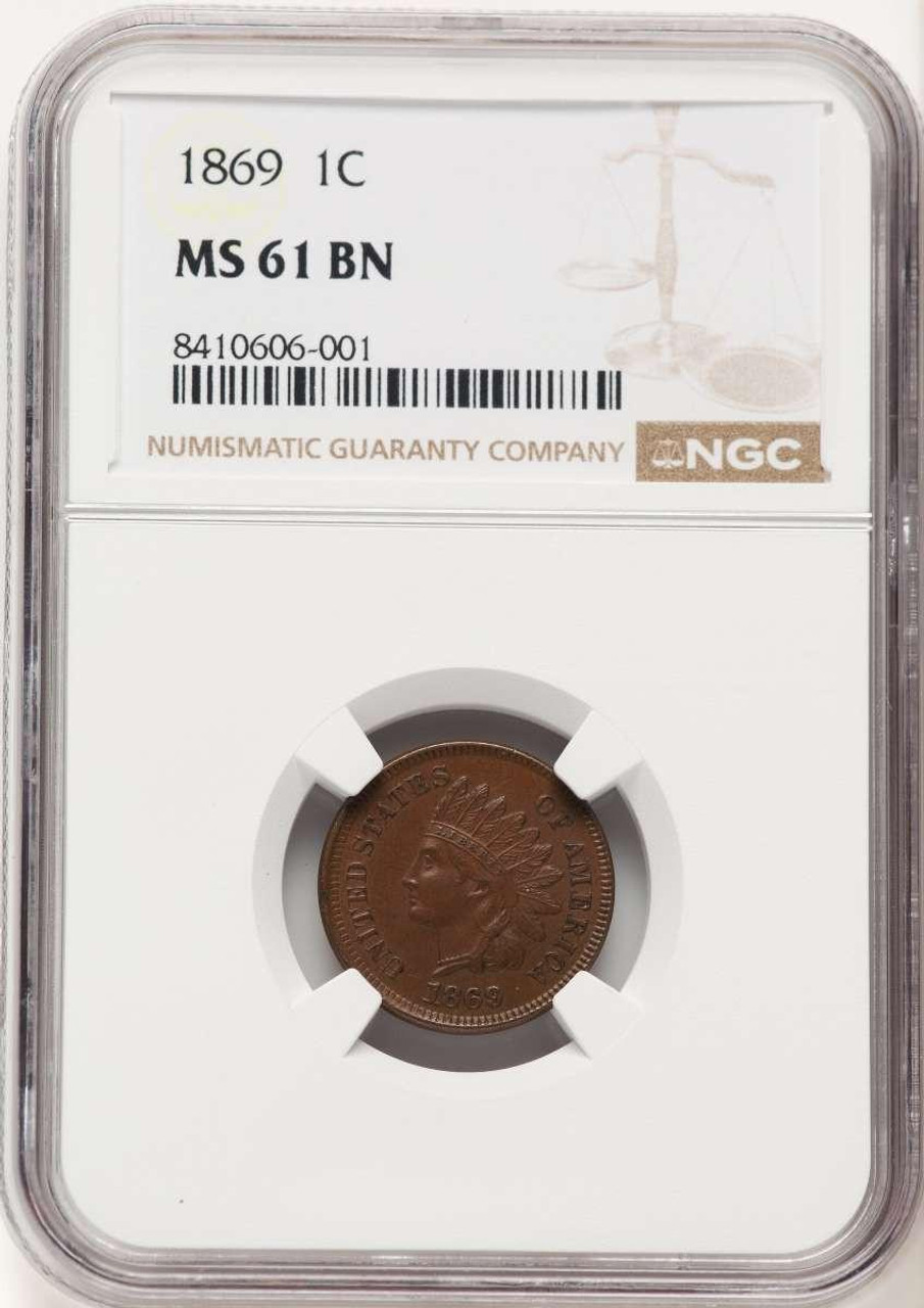 Bullionshark 1869 1C Indian Head Cent Coin NGC MS61    BN - HAT507634033 